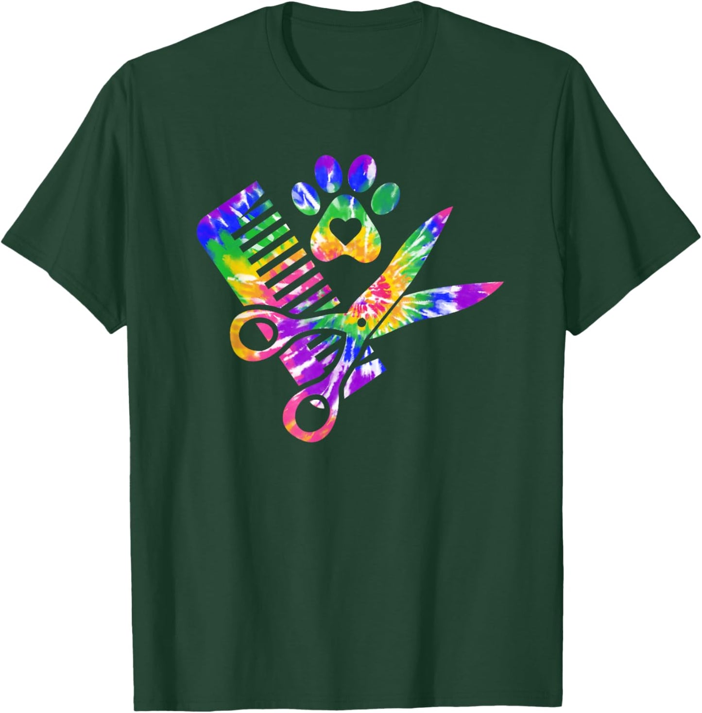 Dog Groomer Tie Dye Cute for Future Dog Groomers T-Shirt - T-Shirt | Forest