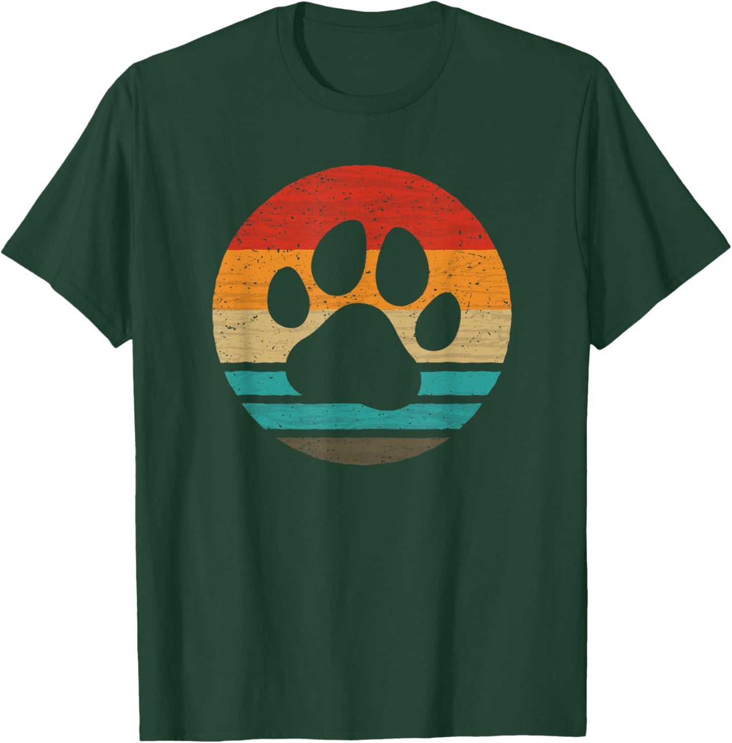 Dog Paw Retro Style Vintage T-Shirt - T-Shirt | Forest