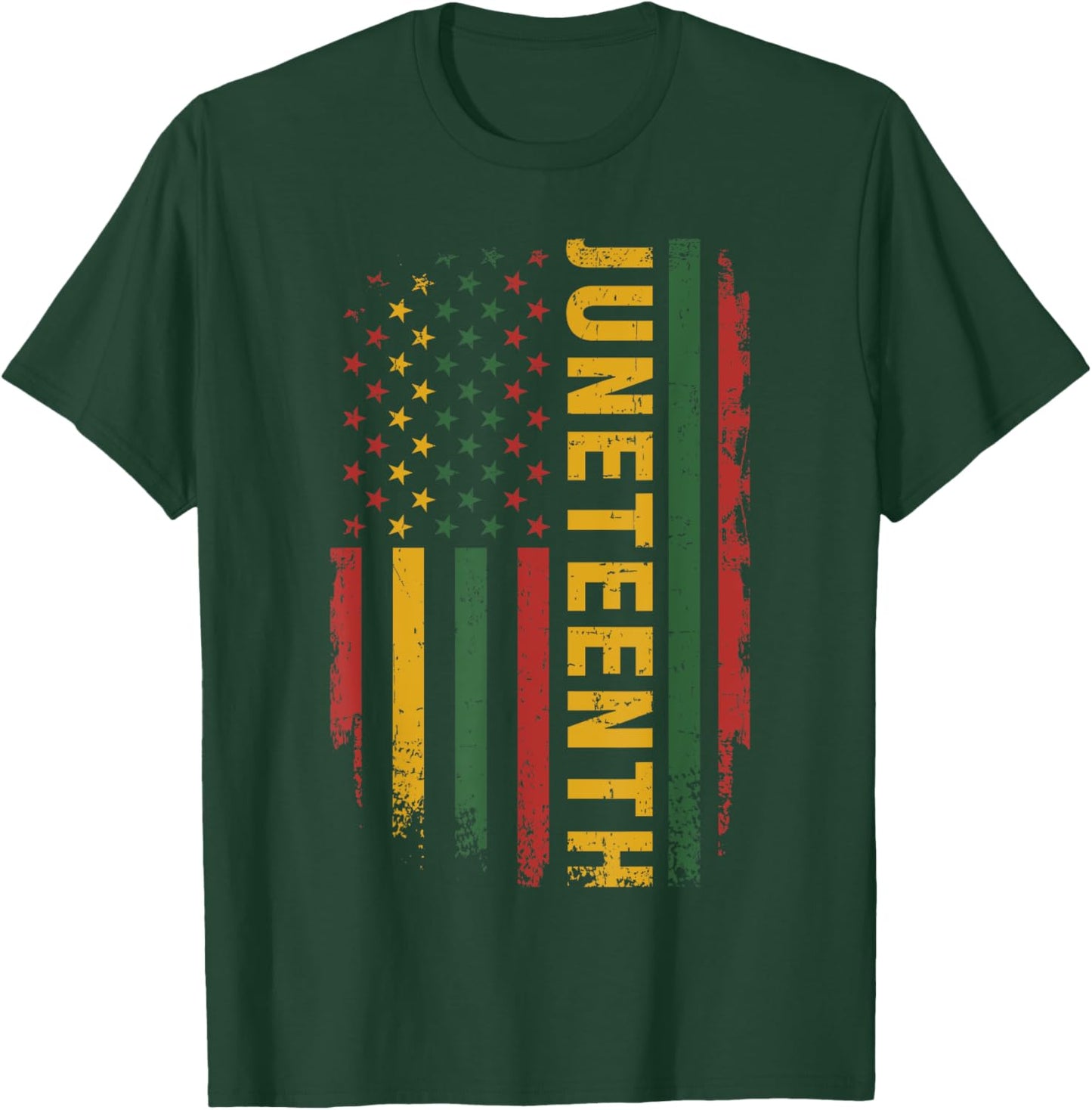 American flag pan african colors for celebrating Juneteenth T-Shirt - T-Shirt | Forest