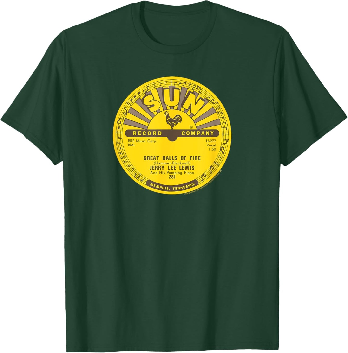 Sun Records Vinyl Jerry Lee Lewis Great Balls Of Fire T-Shirt - T-Shirt | Forest