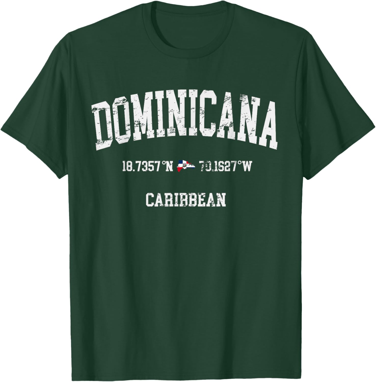 Dominicana Republic Latitude Longitude Dominican Flag T-Shirt - T-Shirt | Forest