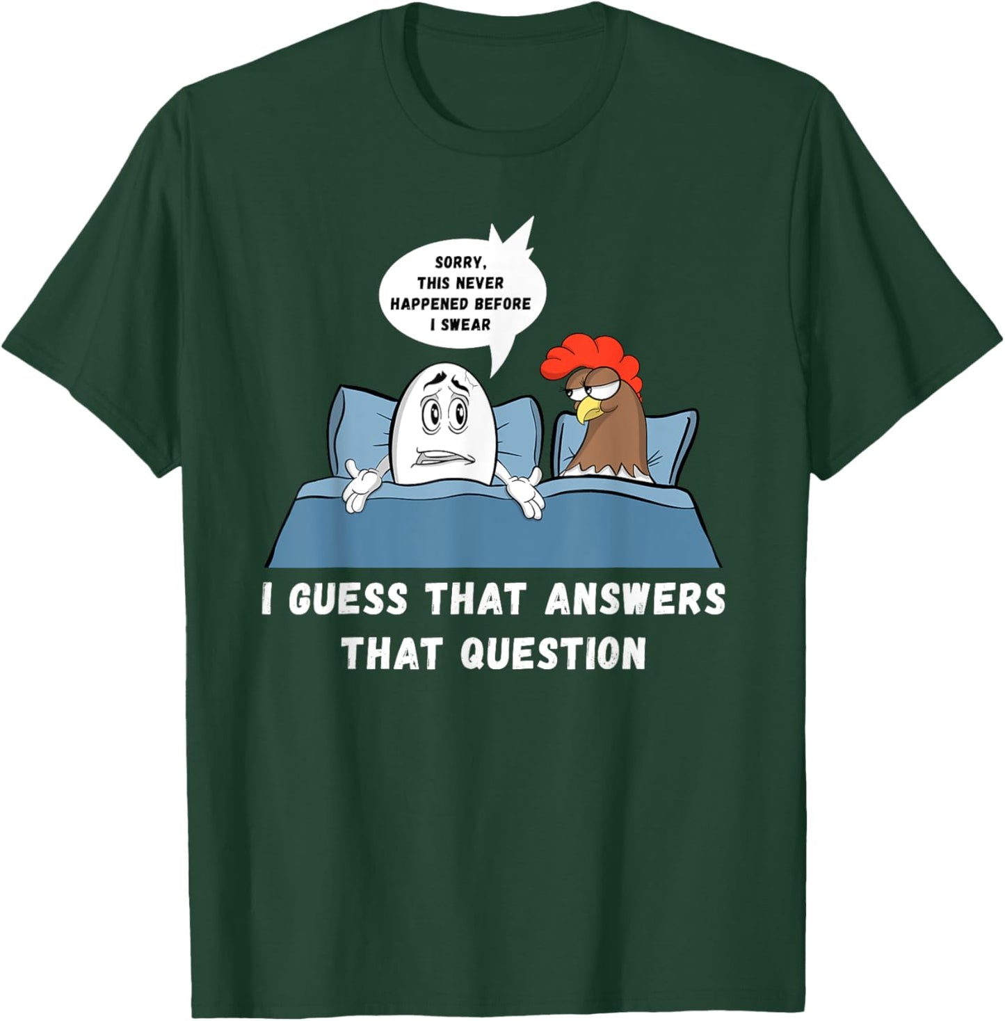 Which Came First Chicken Or Egg Joke Funny Adult Humor T-Shirt - T-Shirt | Forest