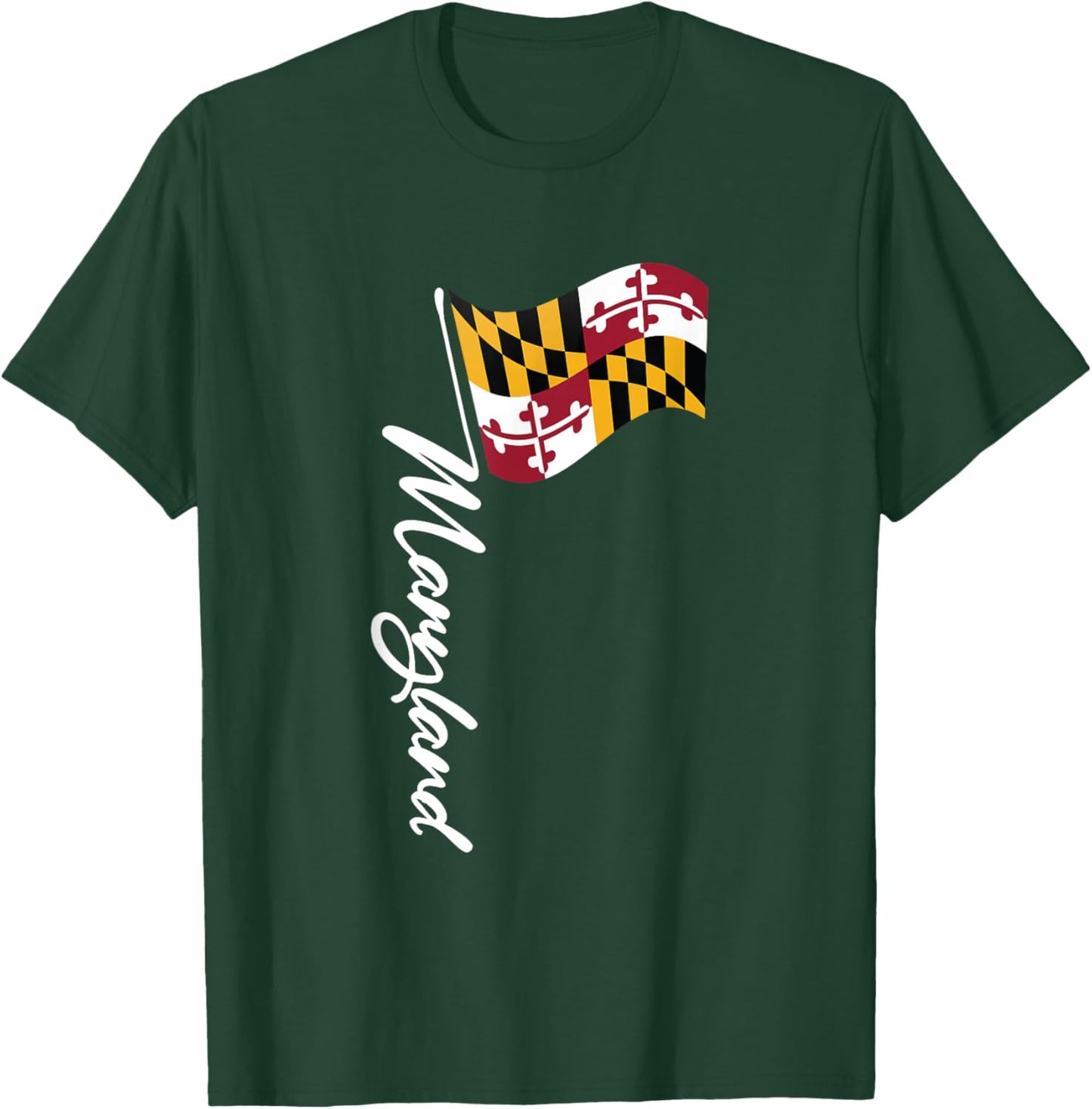 Maryland Signature Flag Pole - Elegant Marylander Flag T-Shirt - T-Shirt | Forest