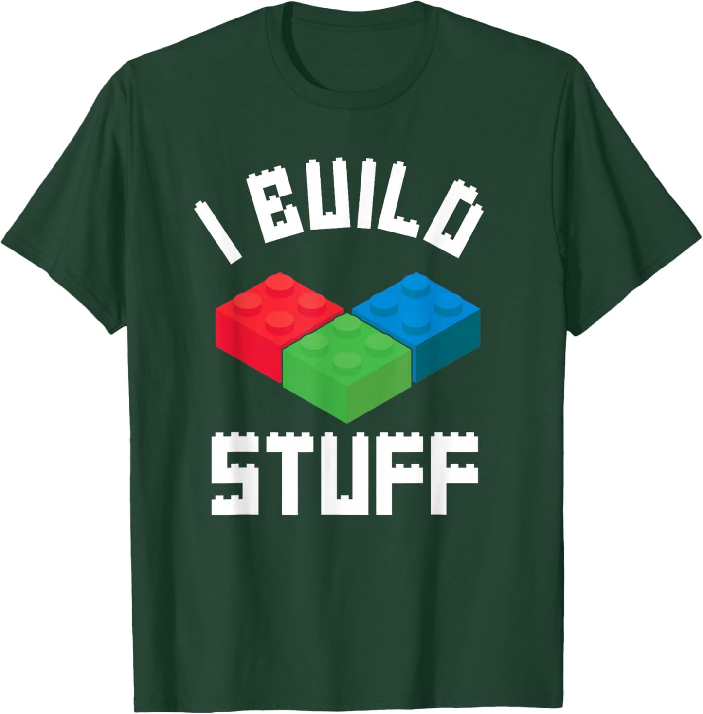 Build Stuff Master Builder Building Blocks Bricklayer Bricks T-Shirt - T-Shirt | Forest