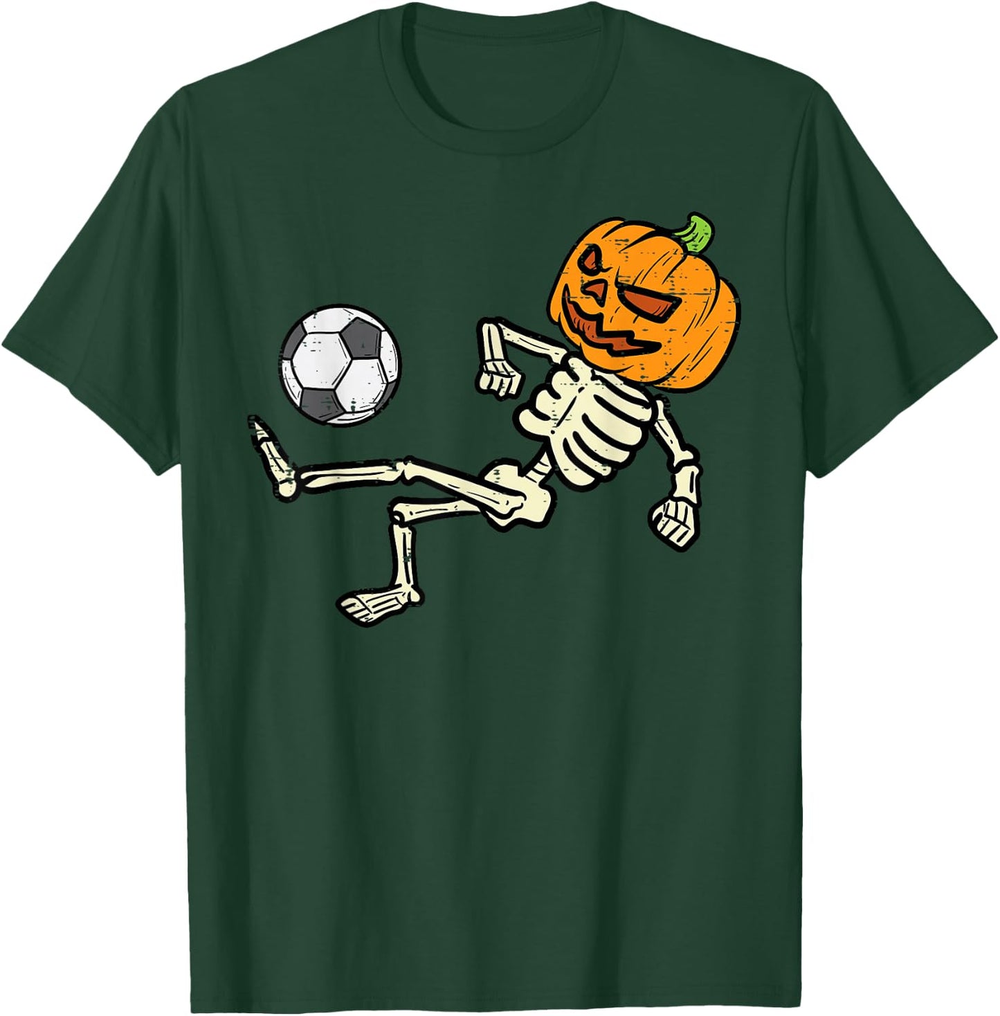 Halloween Soccer Pumpkin Skeleton Football Boys Kids Men T-Shirt - T-Shirt | Forest