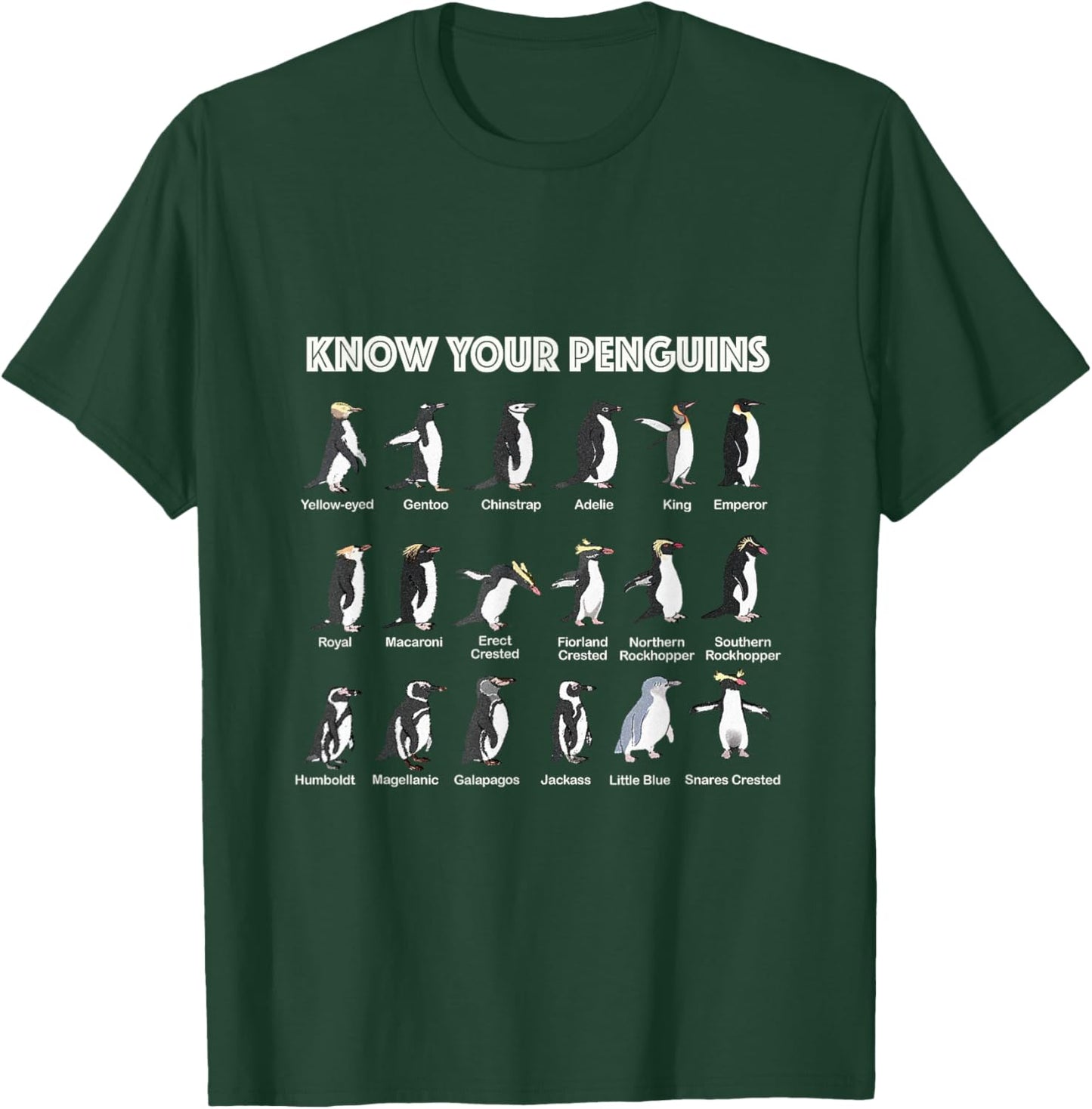 Know Your Penguins Penguin Antarctic Birds Animals Marine T-Shirt - T-Shirt | Forest