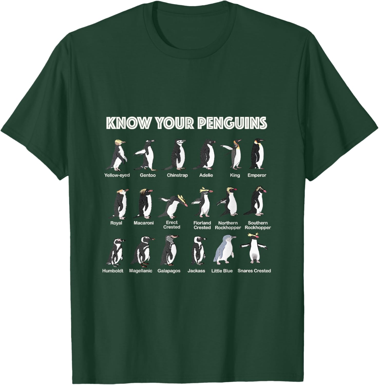 Know Your Penguins Penguin Antarctic Birds Animals Marine T-Shirt - T-Shirt | Forest