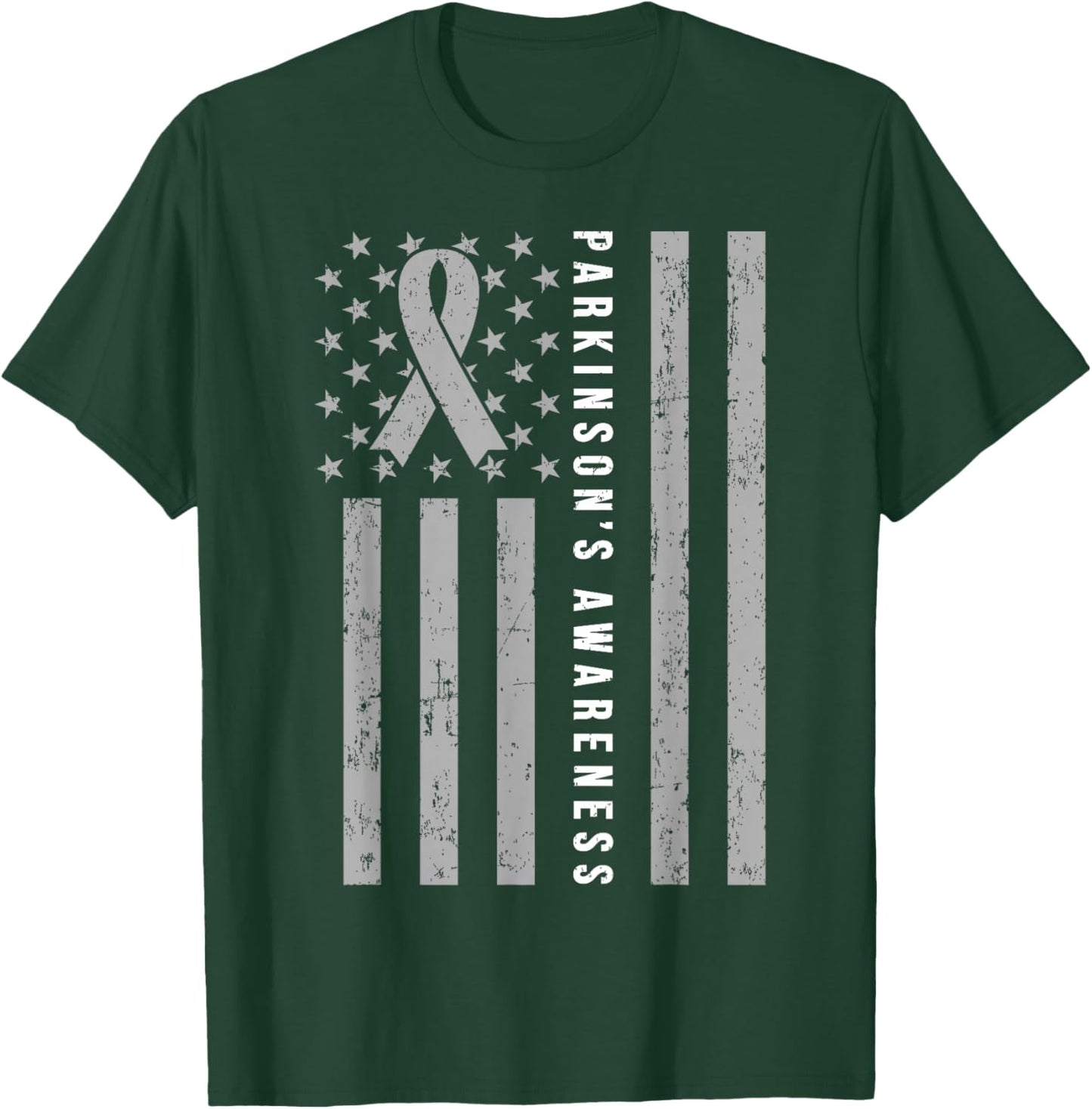 Parkinsons Awareness Ribbon Gray Parkinsons Disease Flag T-Shirt - T-Shirt | Forest