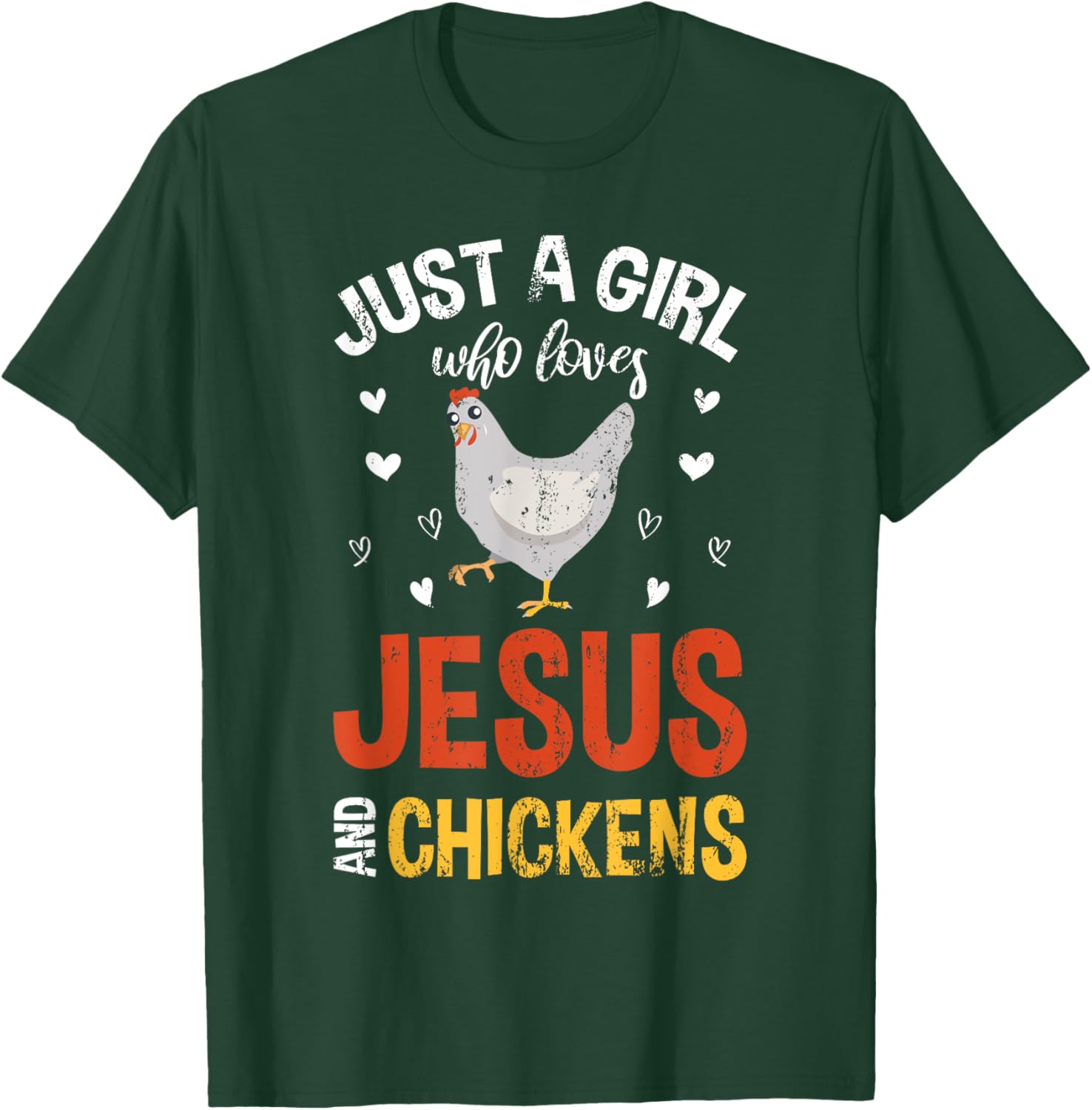 Funny Chicken Christian Farmer Women Girls Prayer Jesus T-Shirt - T-Shirt | Forest
