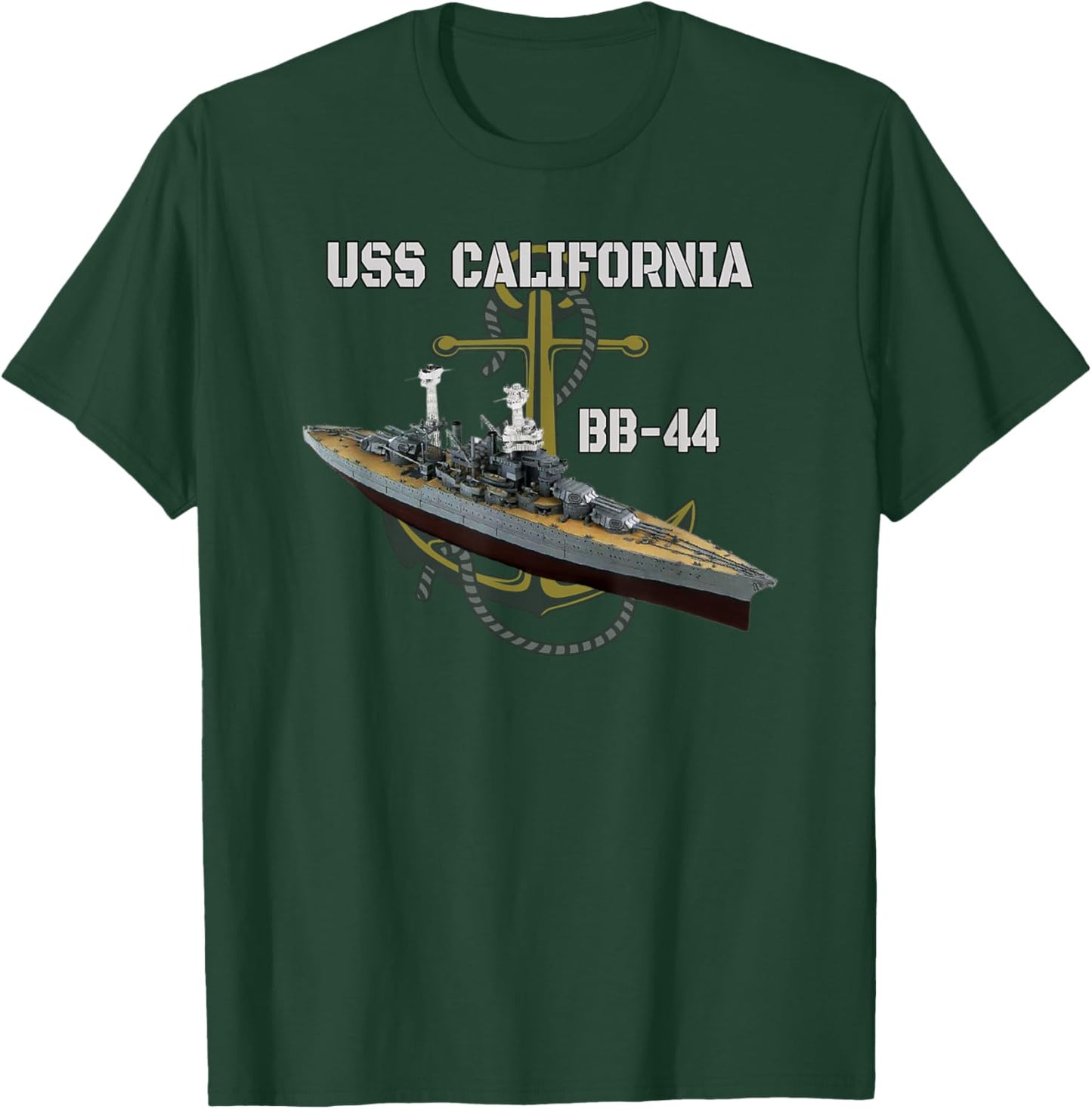 USS California BB-44 Battleship WW2 American Warship Veteran T-Shirt - T-Shirt | Forest