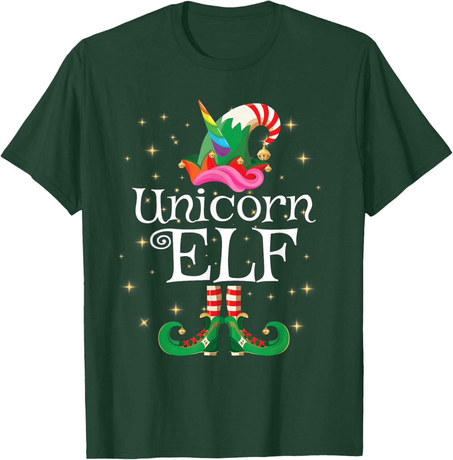 Unicorn Elf Shirt Girls Women Funny Matching Christmas Elf T-Shirt - T-Shirt | Forest