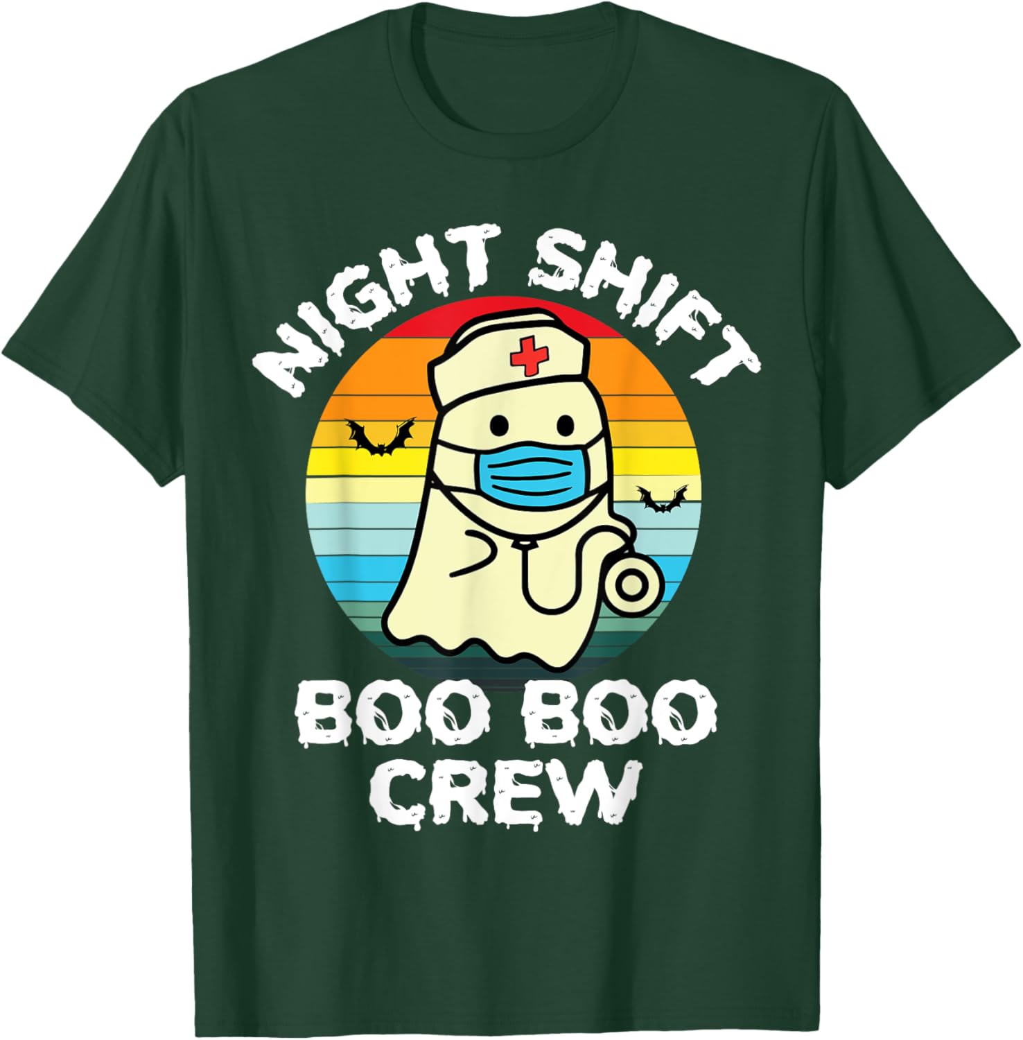 2023 Night Shift Boo Boo Crew Nurse Halloween For Nurses RN T-Shirt - T-Shirt | Forest