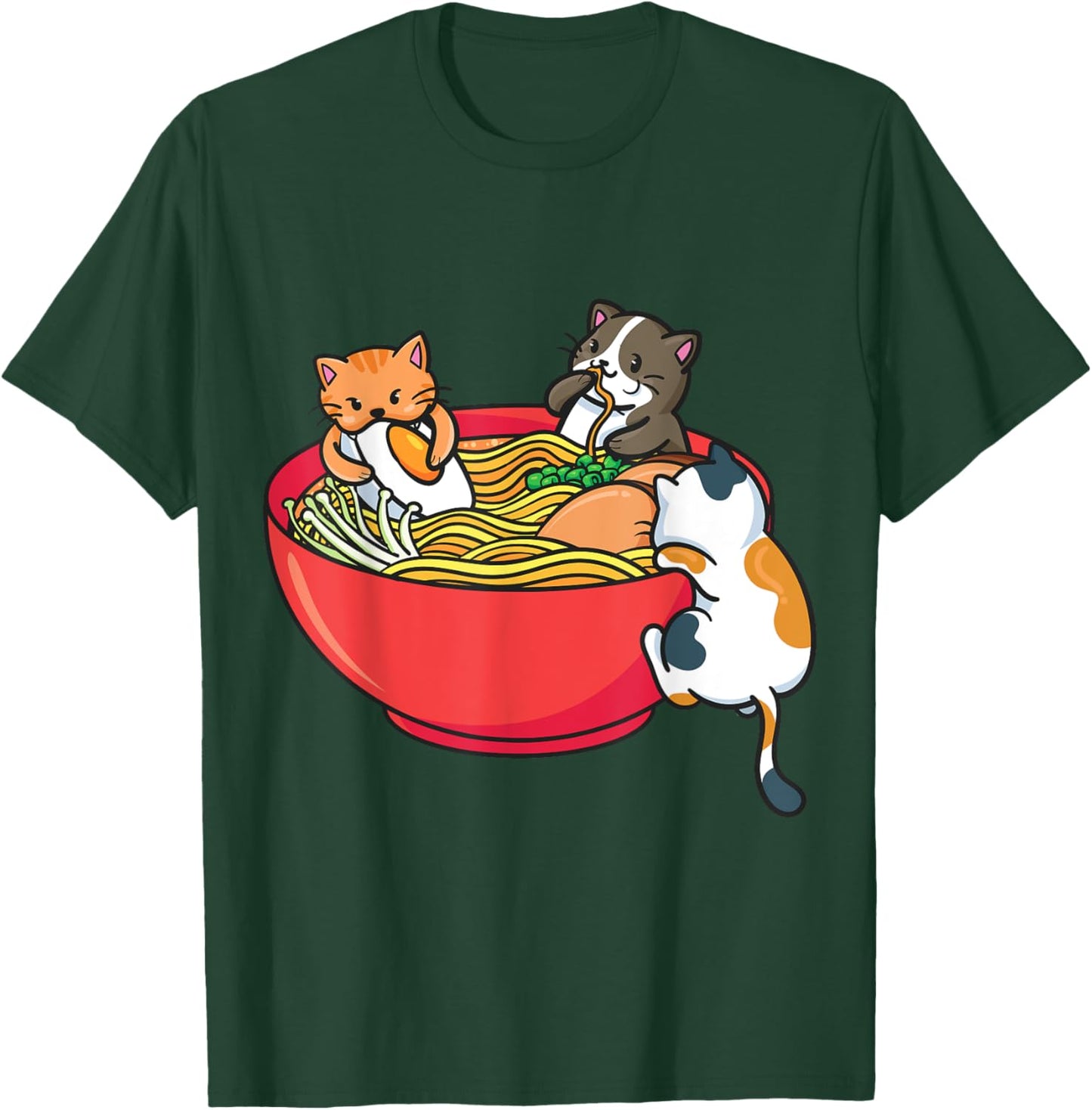 Japanese ramen noodles anime funny Japan cat T-Shirt - T-Shirt | Forest