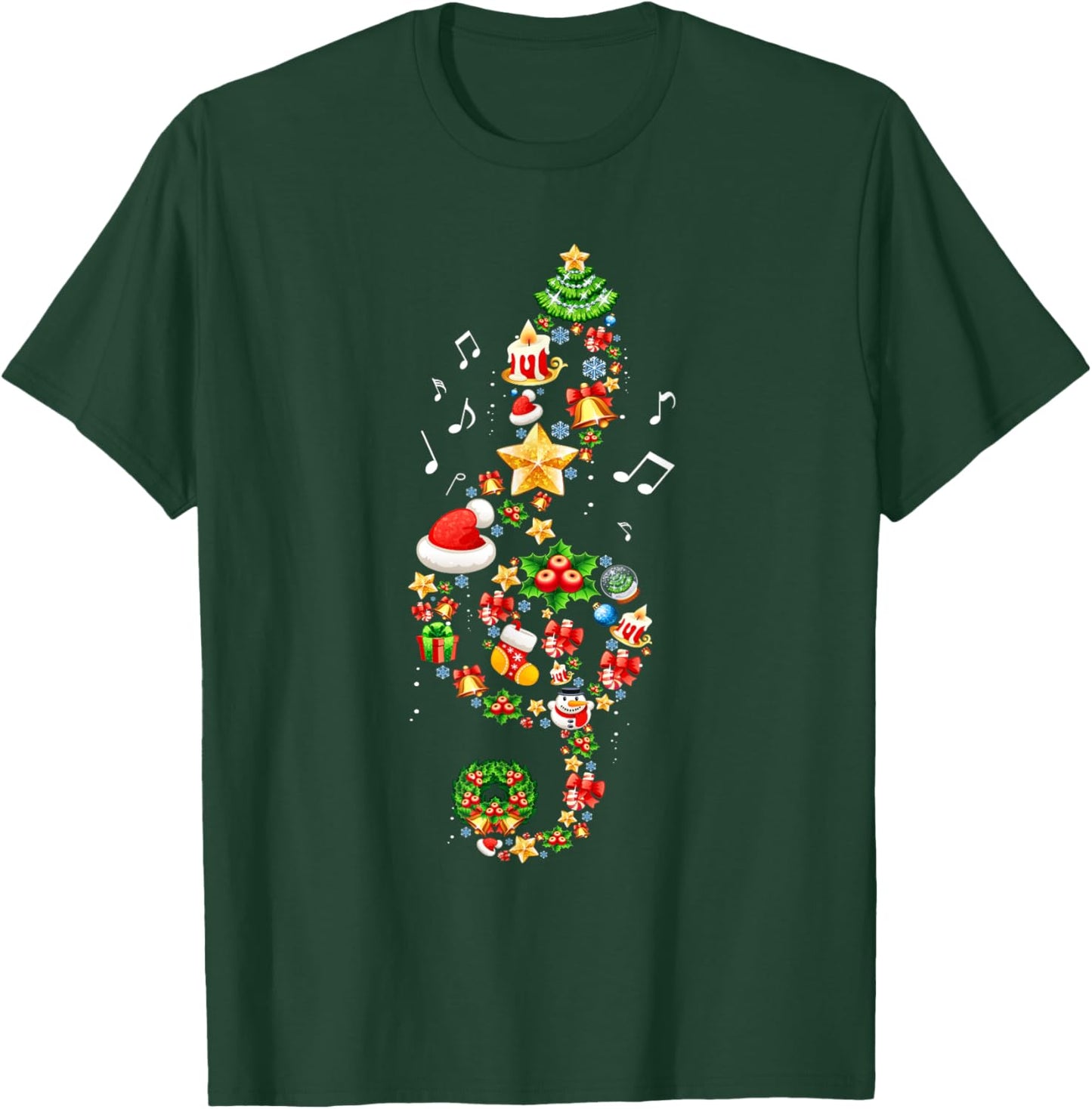 Christmas Musical Note Music Lover Teacher Sing Carols Xmas Women Kids T-Shirt - T-Shirt | Forest