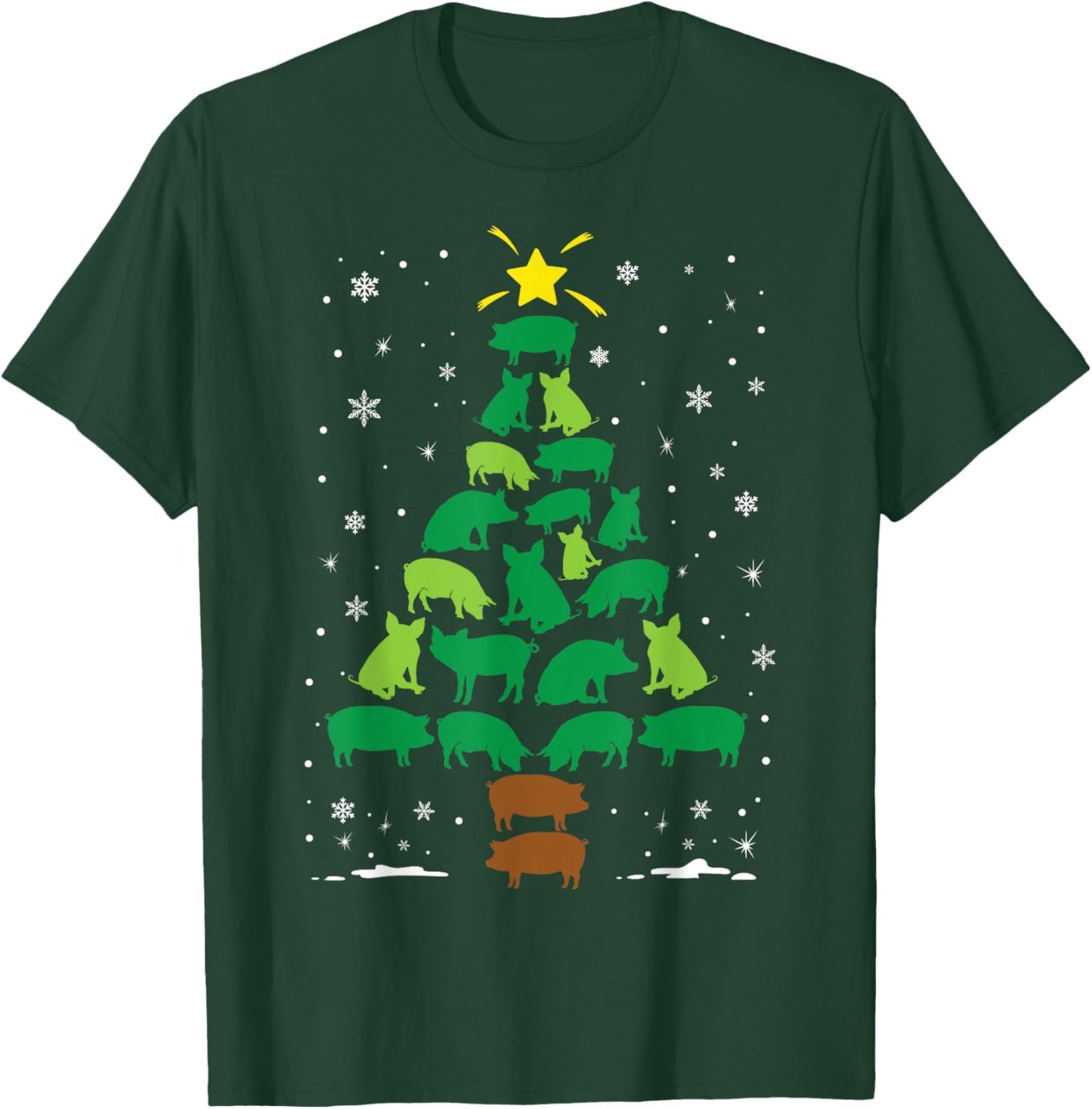 Pig Lovers Pet Farmer Holiday Family Matching Christmas Tree T-Shirt - T-Shirt | Forest