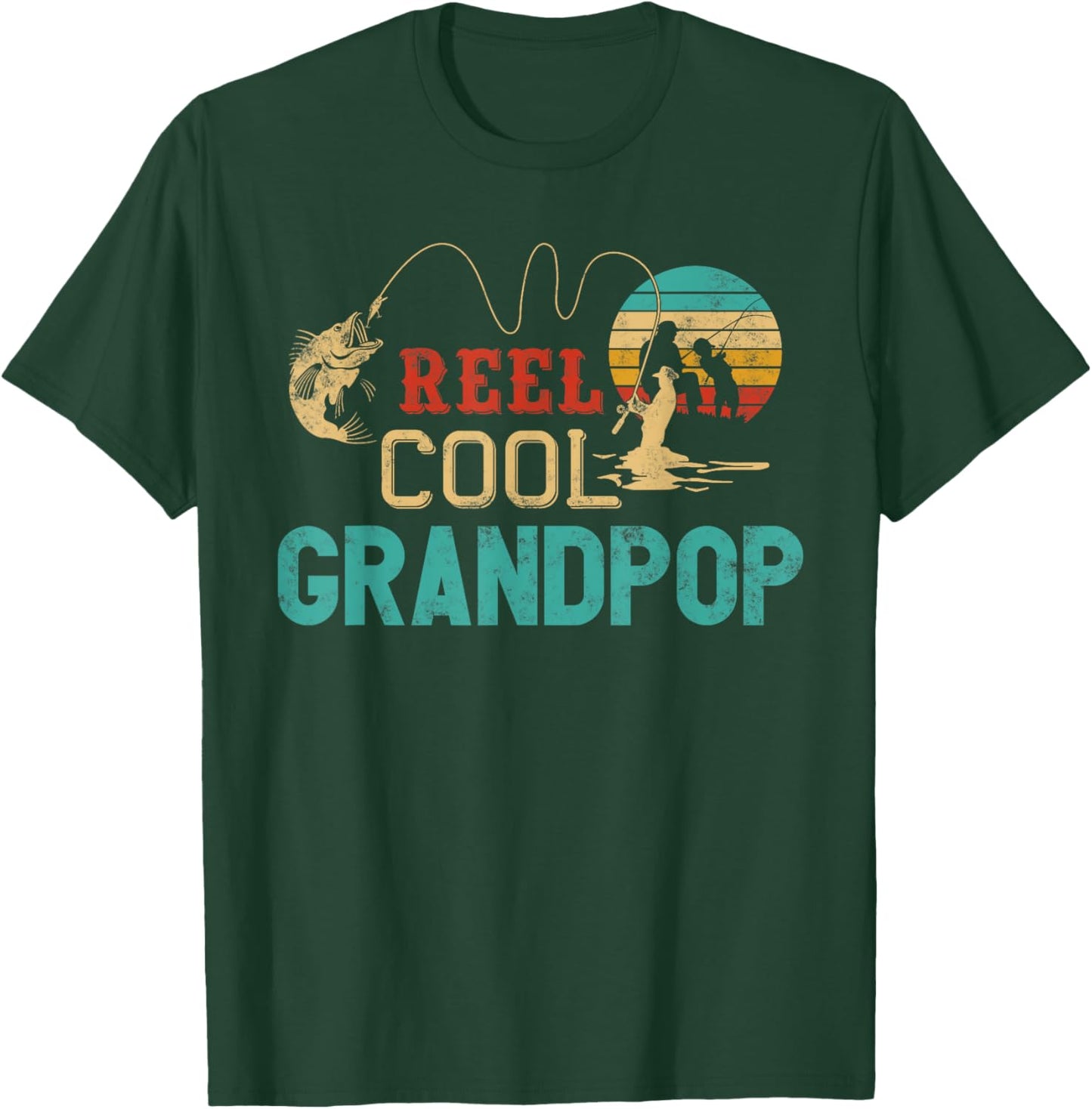 Reel Cool Grandpop vintage funny fishing rod gifts Gramdpop T-Shirt - T-Shirt | Forest