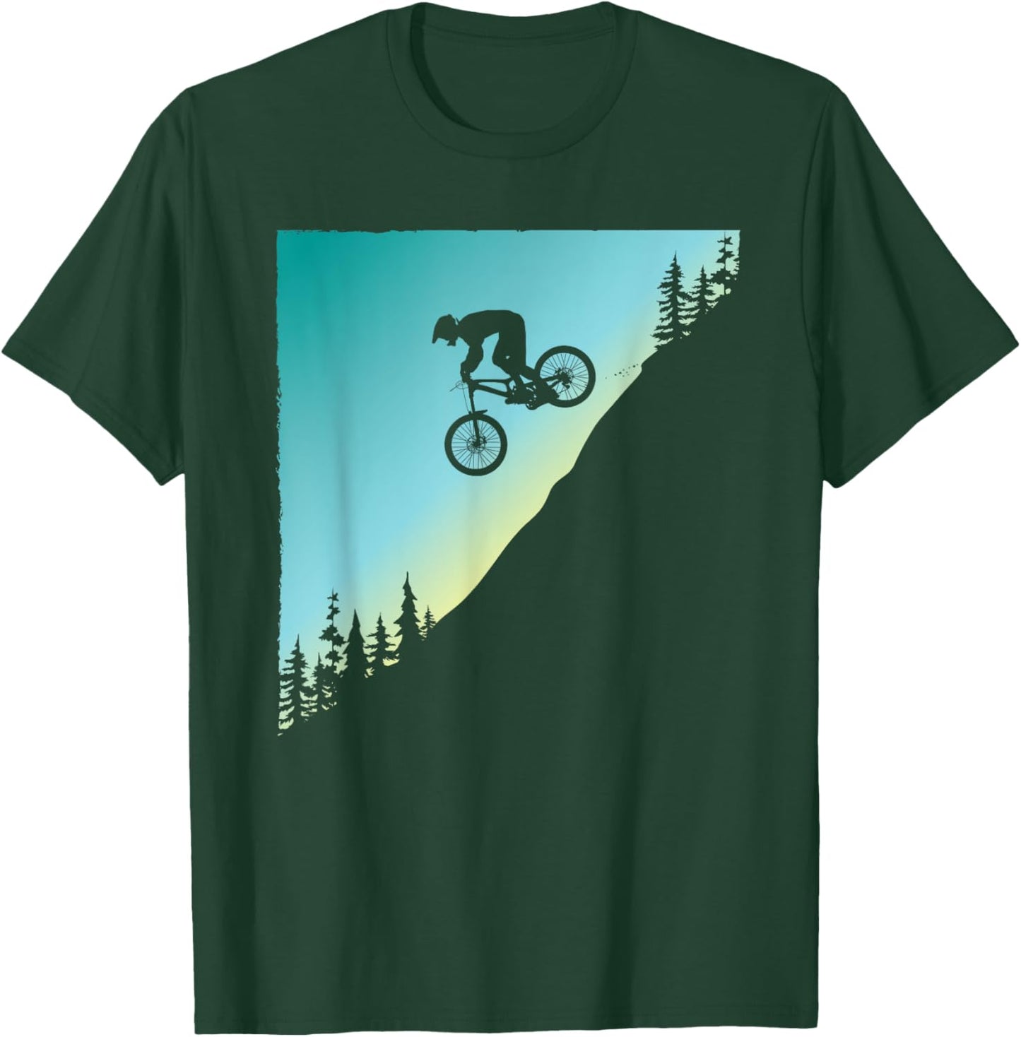 Downhill Bike Jump Mountain Biking MTB Trail Ride Sunset T-Shirt - T-Shirt | Forest