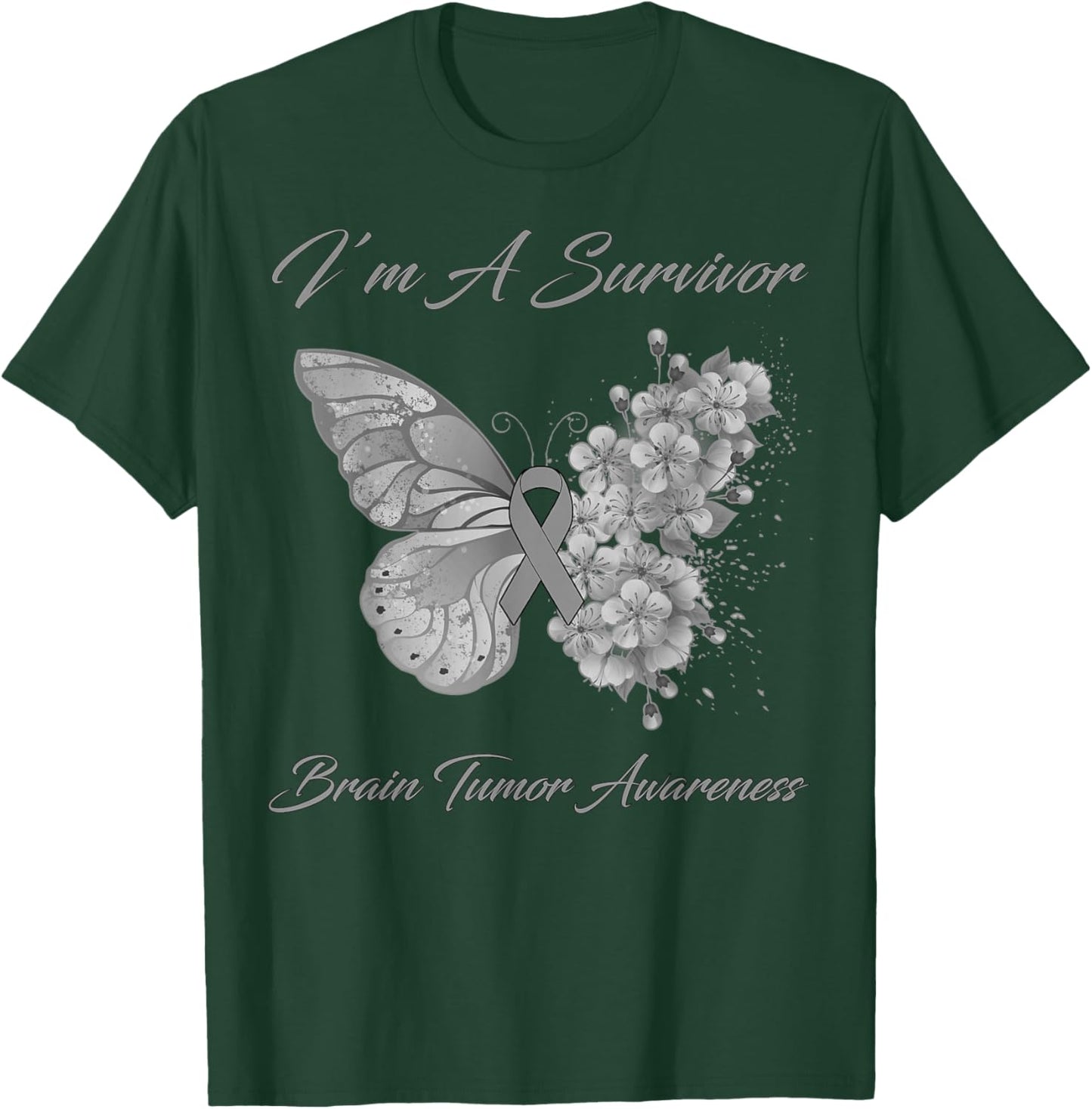 Butterfly I’m A Survivor Brain Tumor Awareness T-Shirt - T-Shirt | Forest