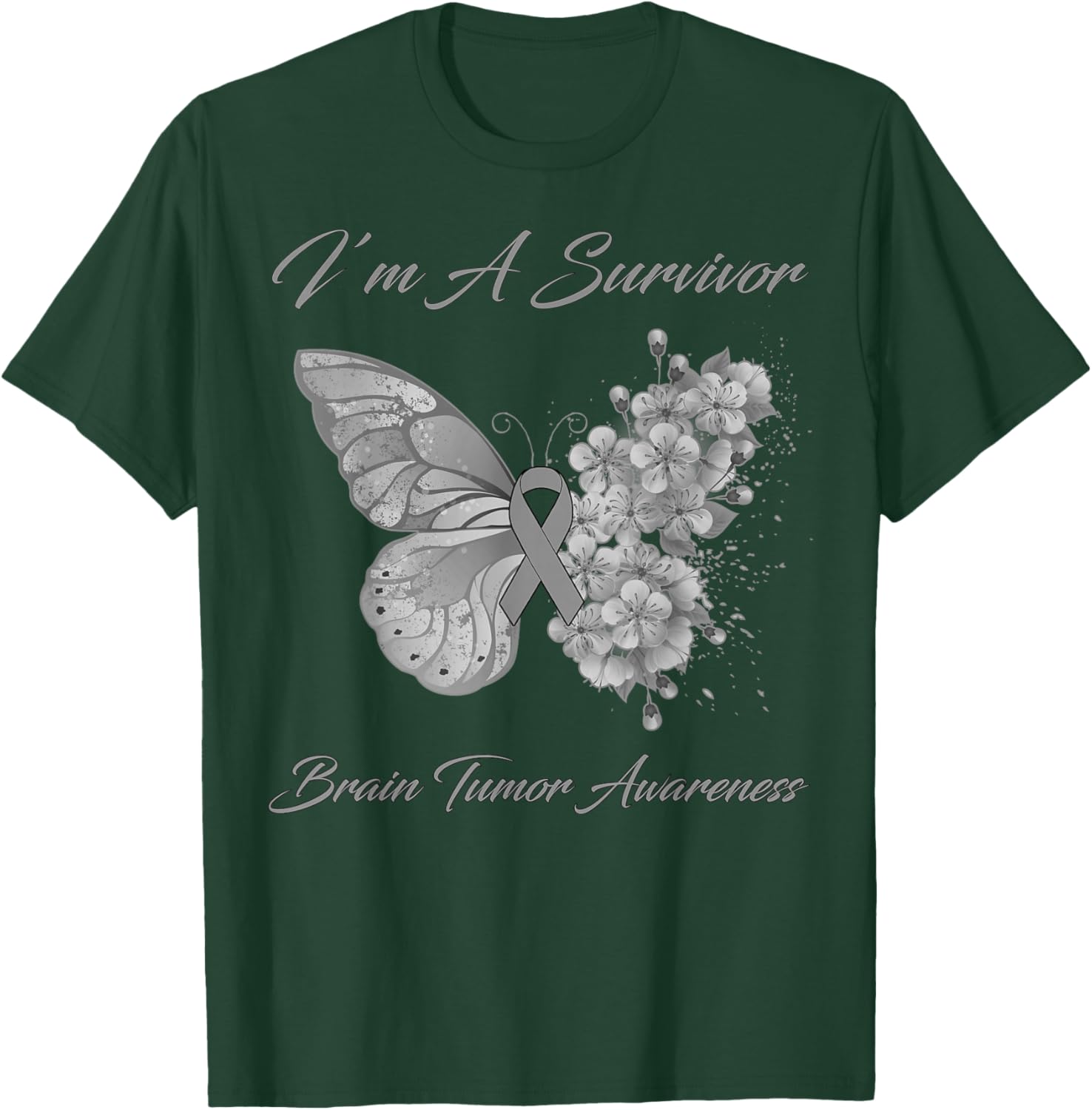 Butterfly I’m A Survivor Brain Tumor Awareness T-Shirt - T-Shirt | Forest