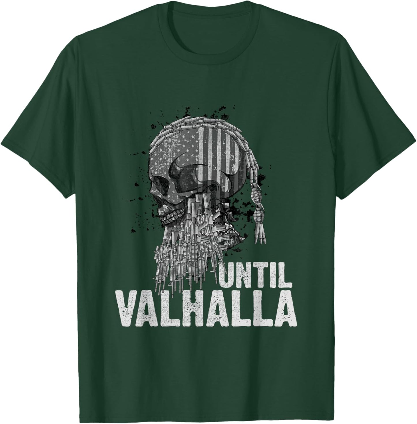 Until Valhalla Viking US Flag Vintage Shirt-Til Valhalla Men T-Shirt - T-Shirt | Forest