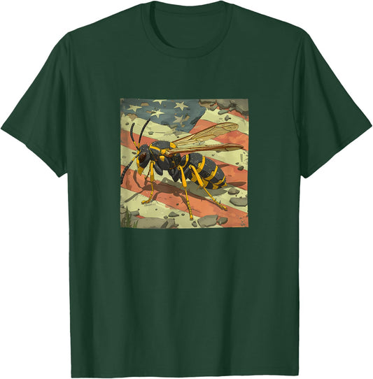 Wasp America Flag Graphic T-Shirt - T-Shirt | Forest