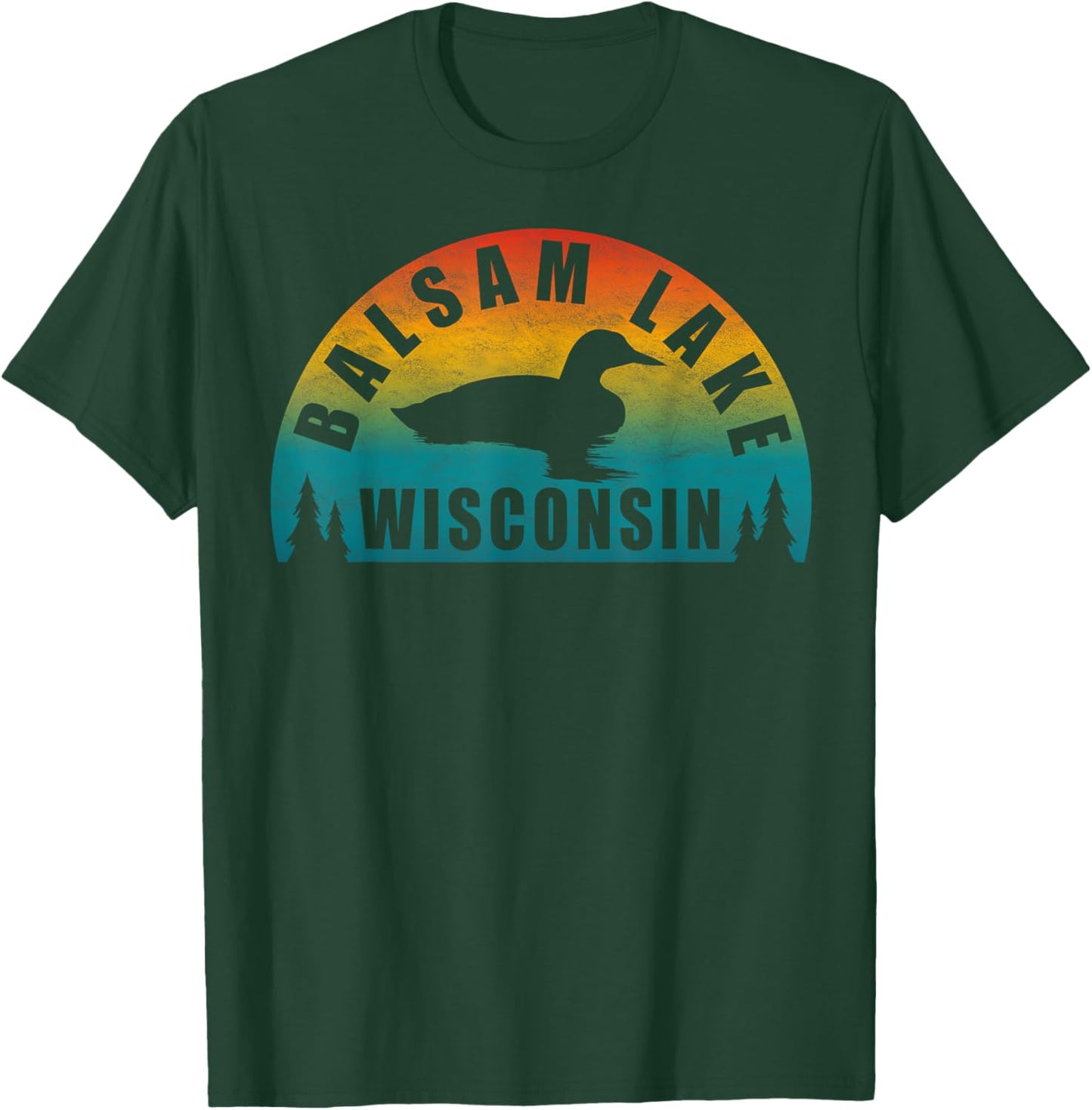 Balsam Lake Northern Wisconsin Sunset Loon T-Shirt - T-Shirt | Forest