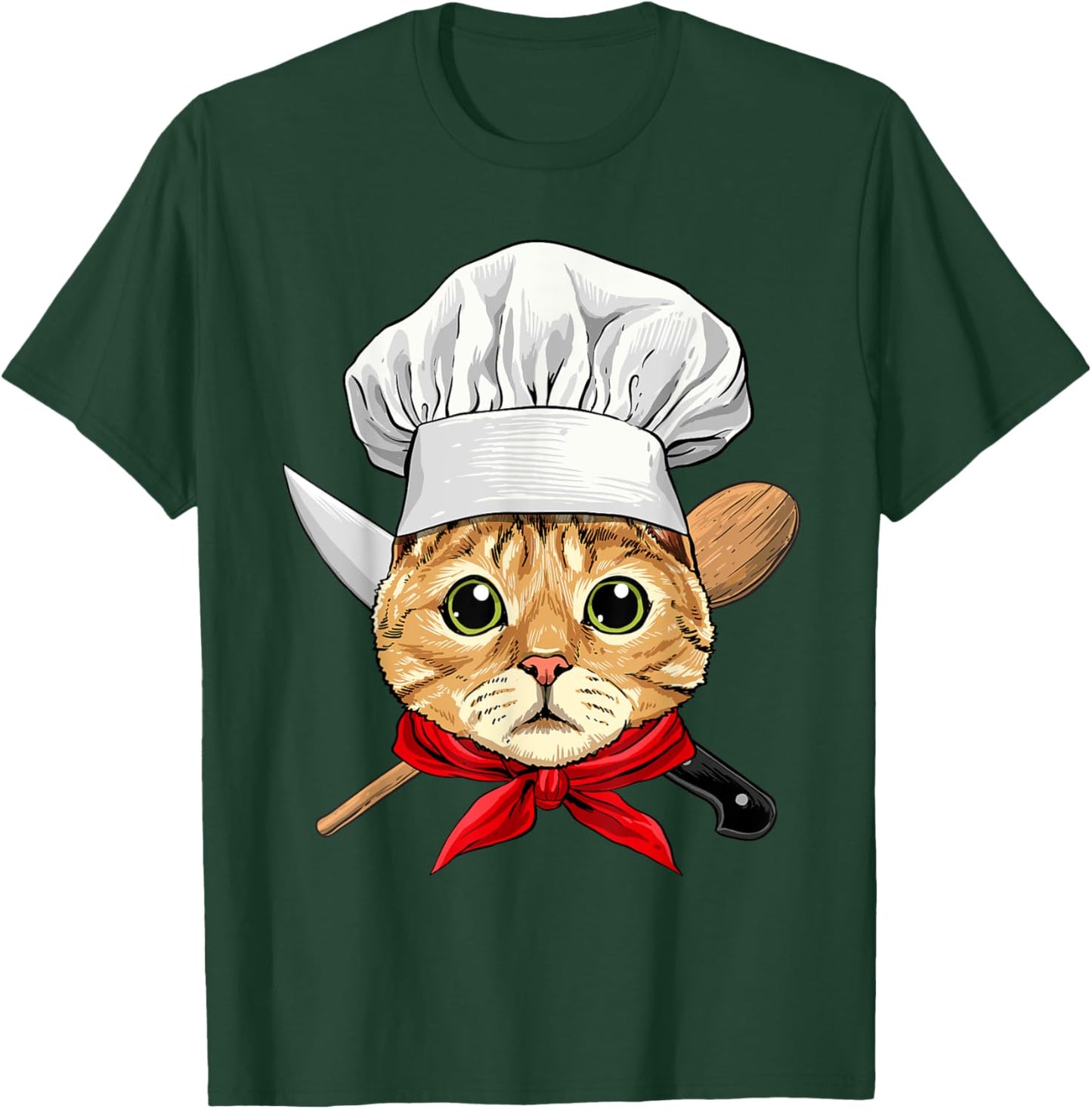 Cat Chef Feline Cat Kitten, Cooking Lover T-Shirt - T-Shirt | Forest