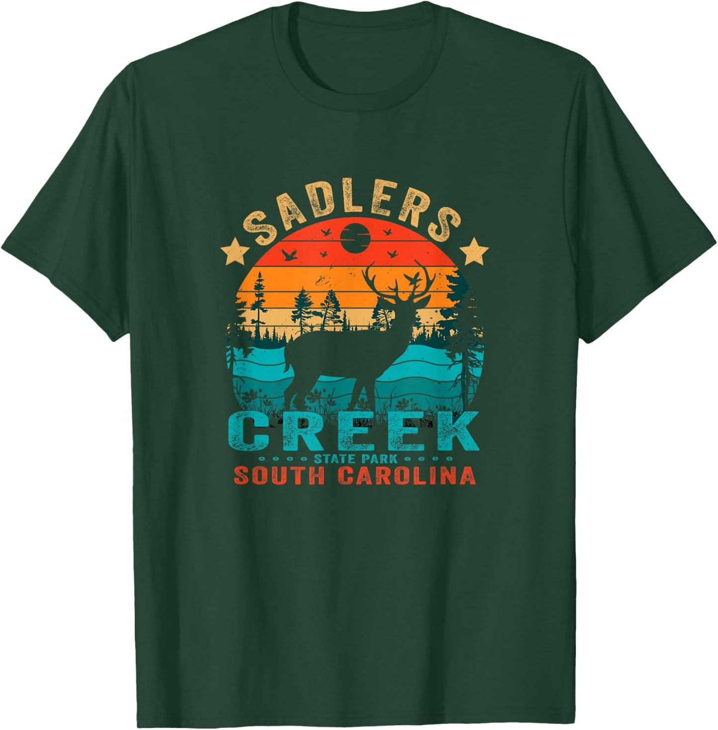 Sadlers Creek State Park South Carolina USA Retro Sunset T-Shirt - T-Shirt | Forest