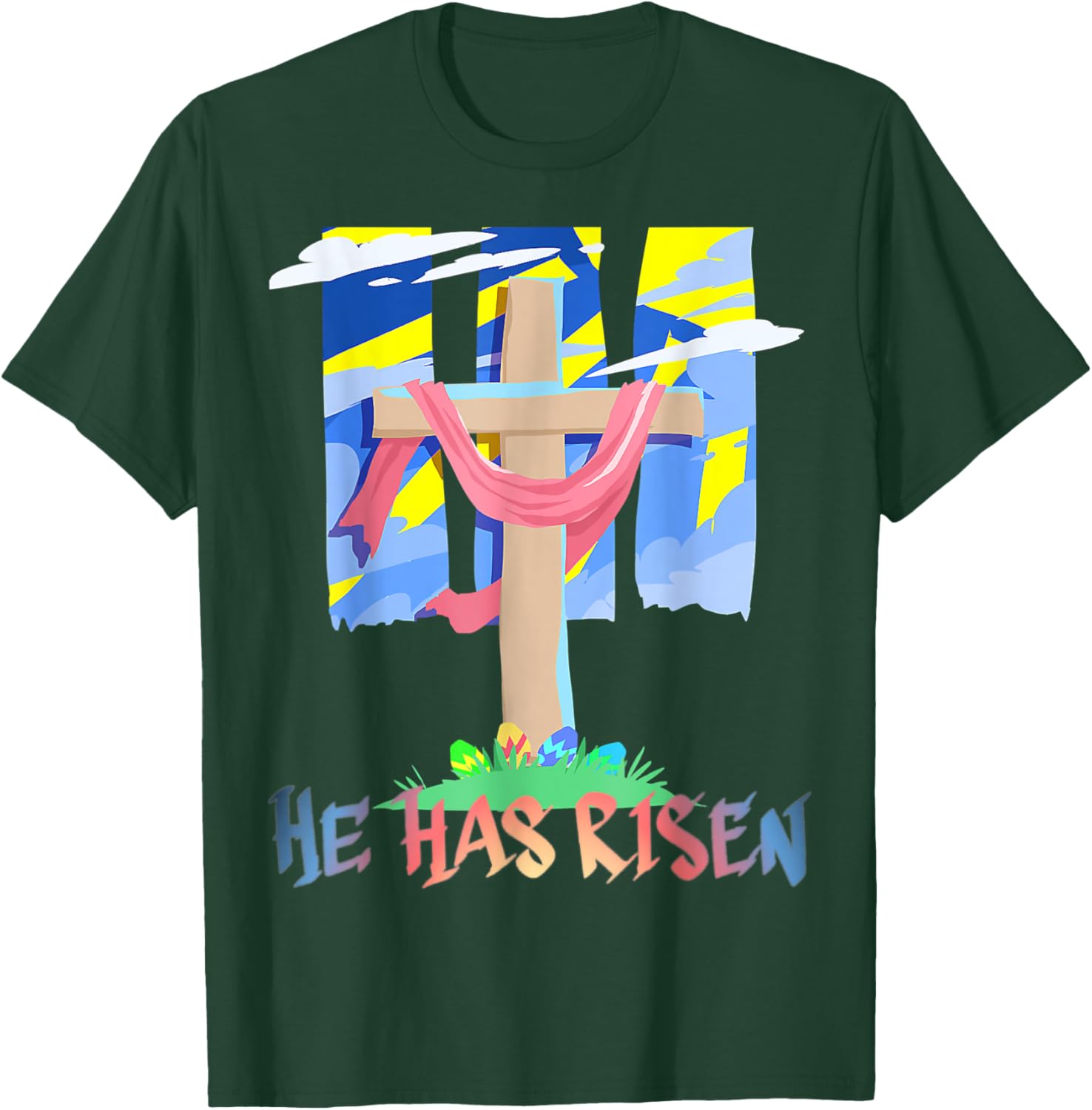 He Has Risen Christian Easter Resurrection Sunday T-Shirt - T-Shirt | Forest