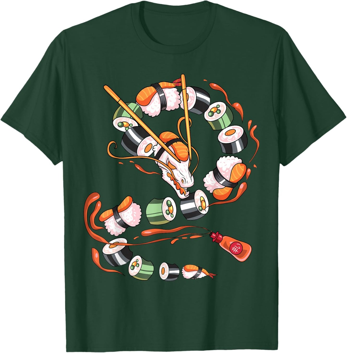 Sushi Dragon Roll Japanese Food Kawaii Dragon Anime Sushi T-Shirt - T-Shirt | Forest