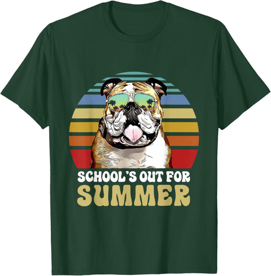 Schools Out for Summer Bulldog Dog Teacher T-Shirt - T-Shirt | Forest
