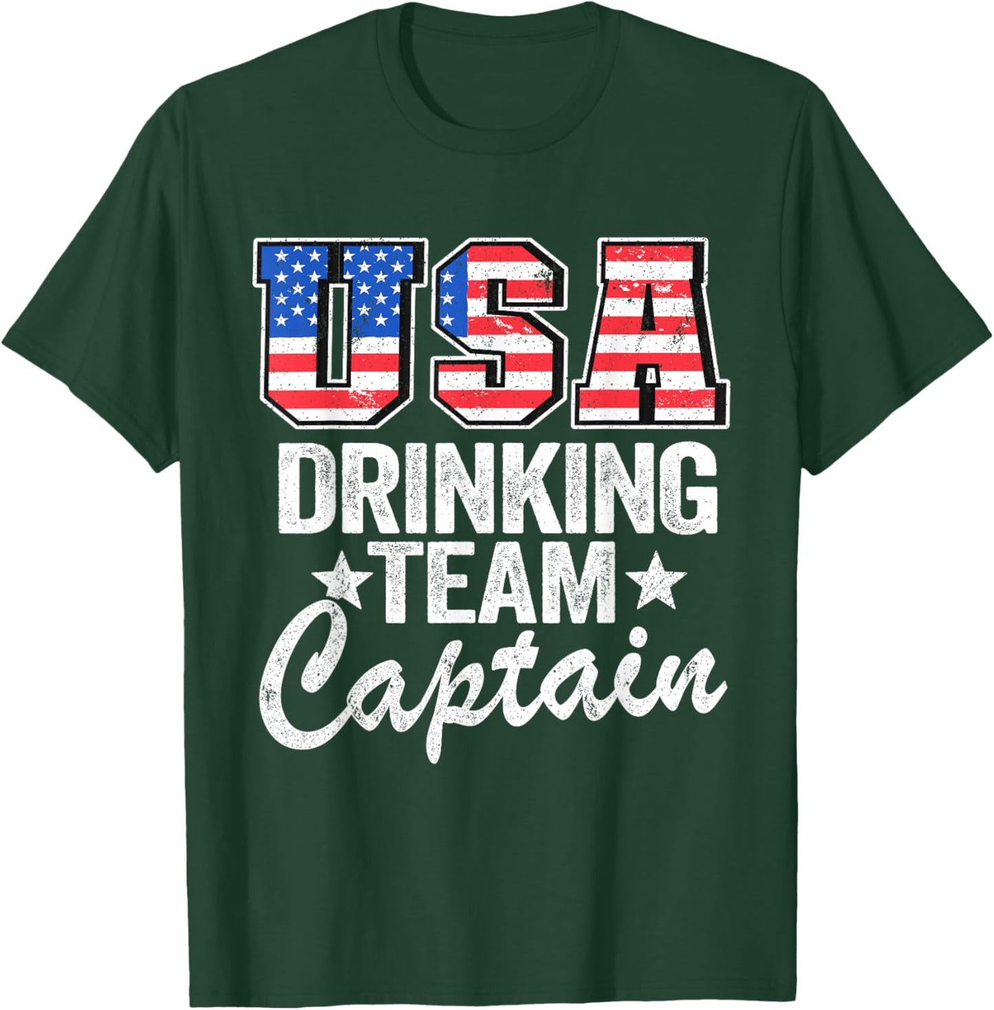 USA Drinking Team Captain American Flag 4th Of July Beer T-Shirt - T-Shirt | Forest