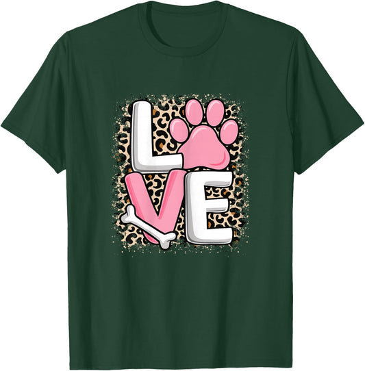 Cute Love Dog Paw Dog Puppy Lover Women Girls Kids T-Shirt - T-Shirt | Forest
