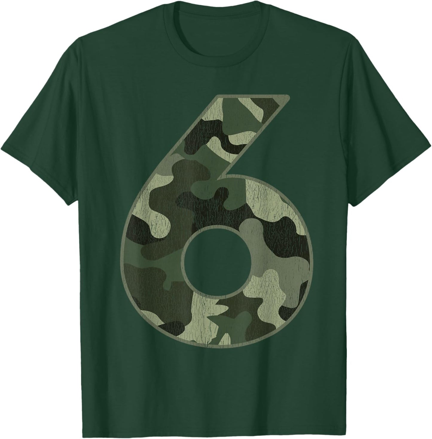 6th Birthday Army Birthday Party 6 Years Old Camo Number 6 T-Shirt - T-Shirt | Forest