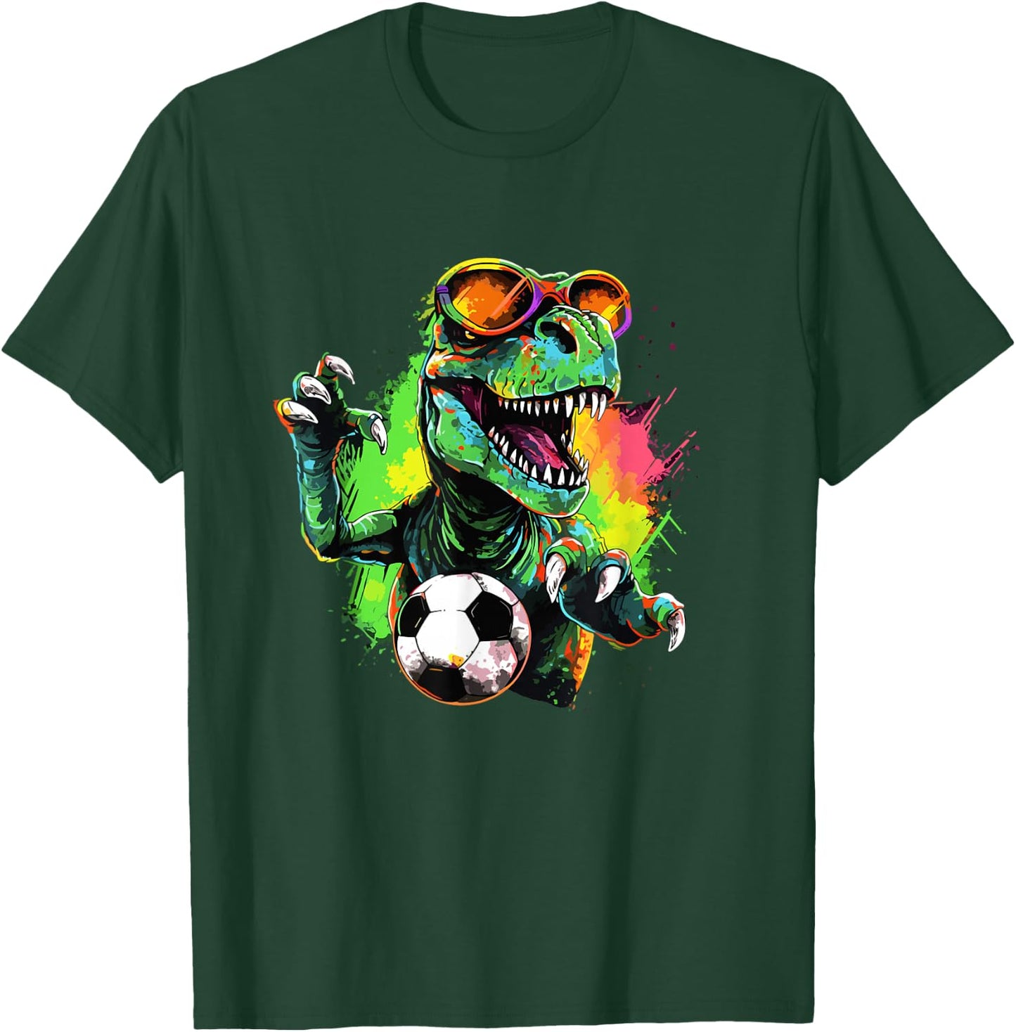 Dinosaur Soccer Apparel Trex Soccer Player Dino Lover Kids T-Shirt - T-Shirt | Forest