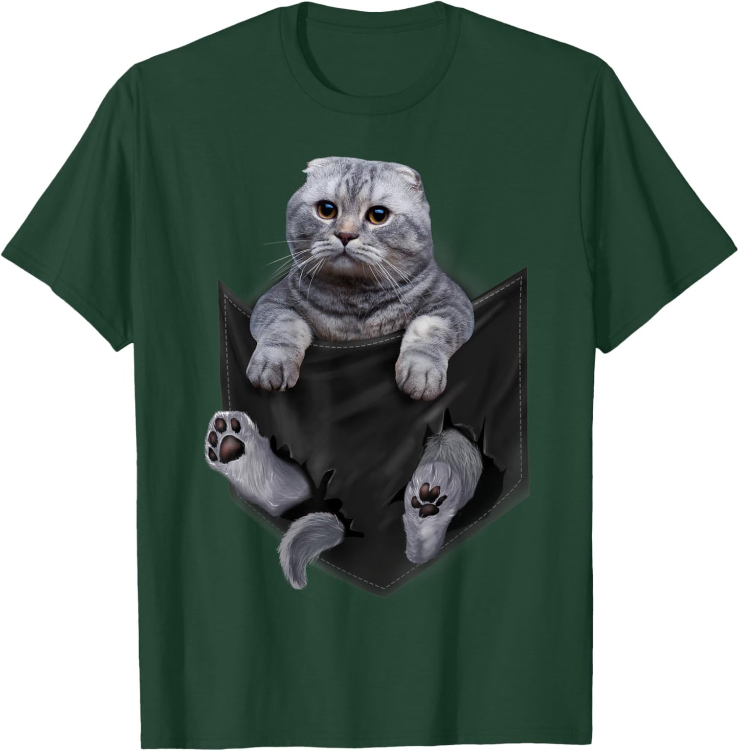 Scottish Fold Cat in Pocket Cats Shirt Gifts T-Shirt - T-Shirt | Forest