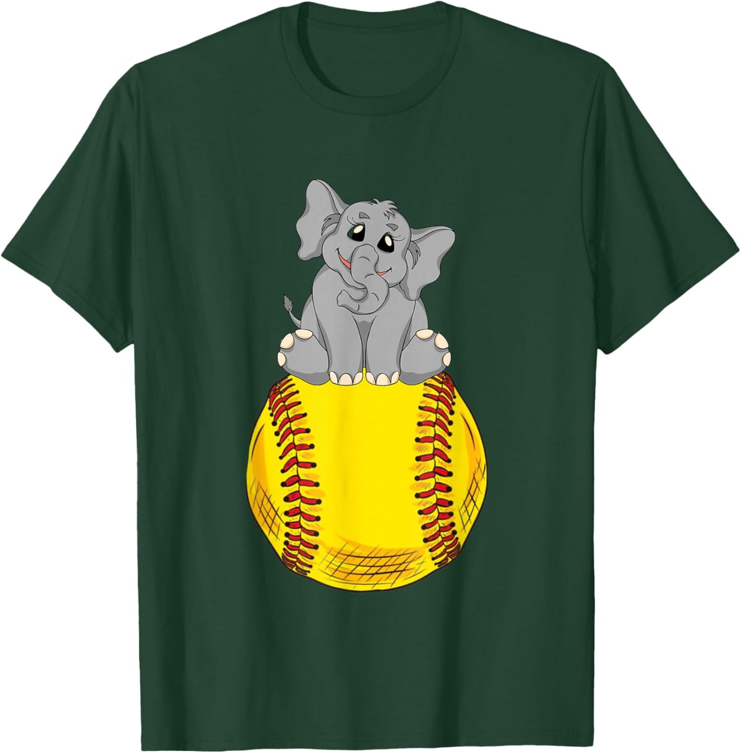 Fastpitch Elephant Funny Softball T-Shirt - T-Shirt | Forest