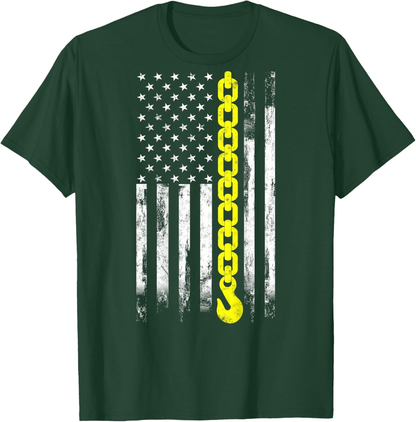 Tow Truck Driver Thin Yellow line USA Flag Gift Towing Dad T-Shirt - T-Shirt | Forest