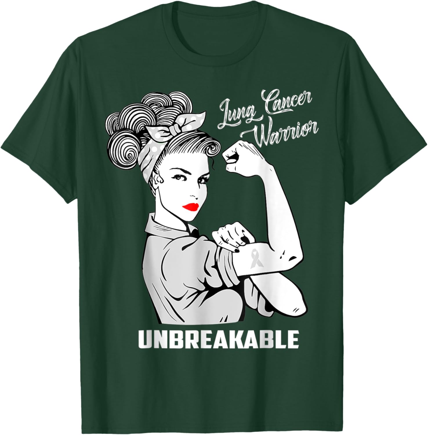Lung Cancer Warrior Unbreakable Awareness Gift T-Shirt - T-Shirt | Forest