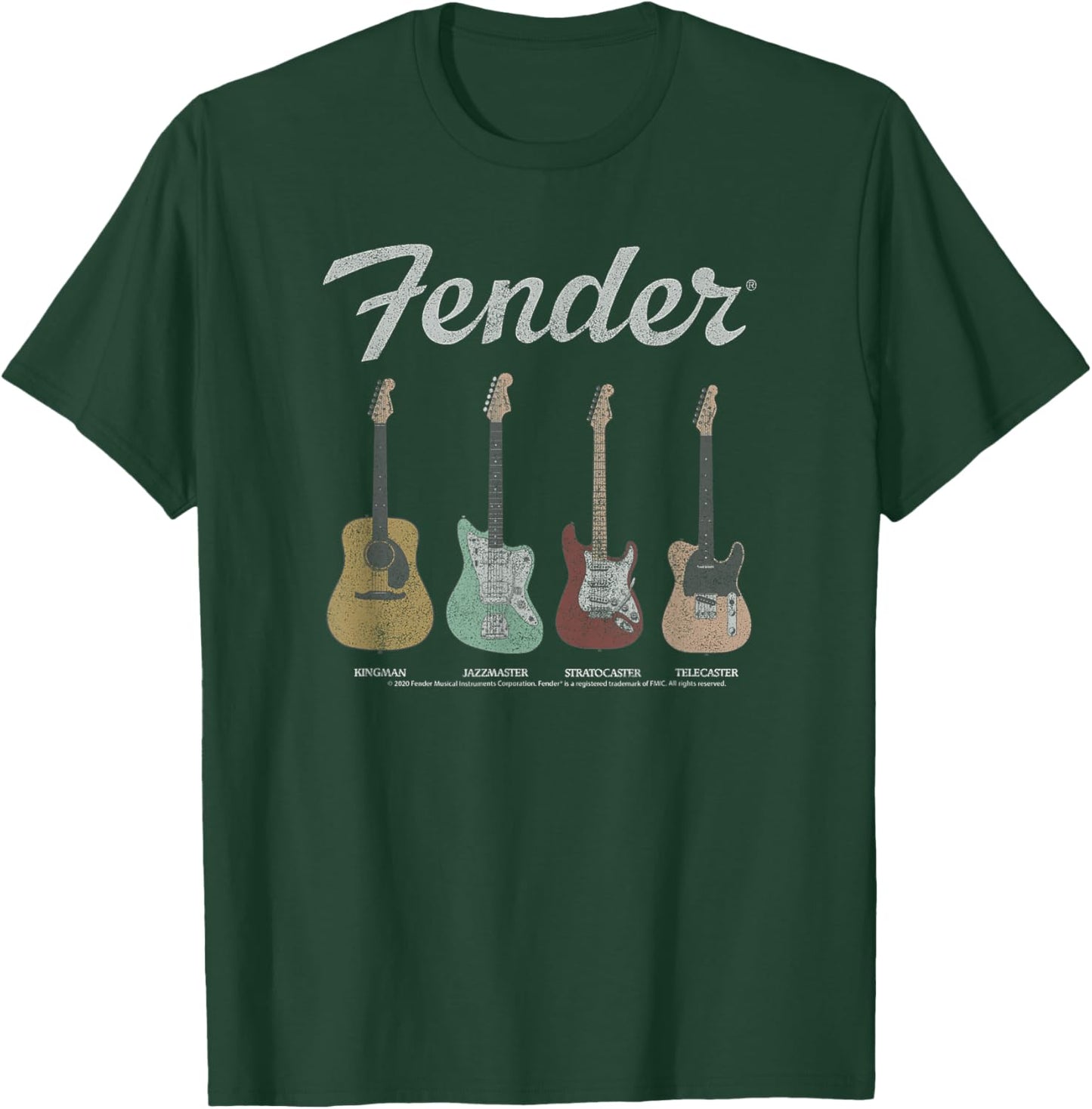 Fender Vintage Guitar Lineup Small T-Shirt - T-Shirt | Forest