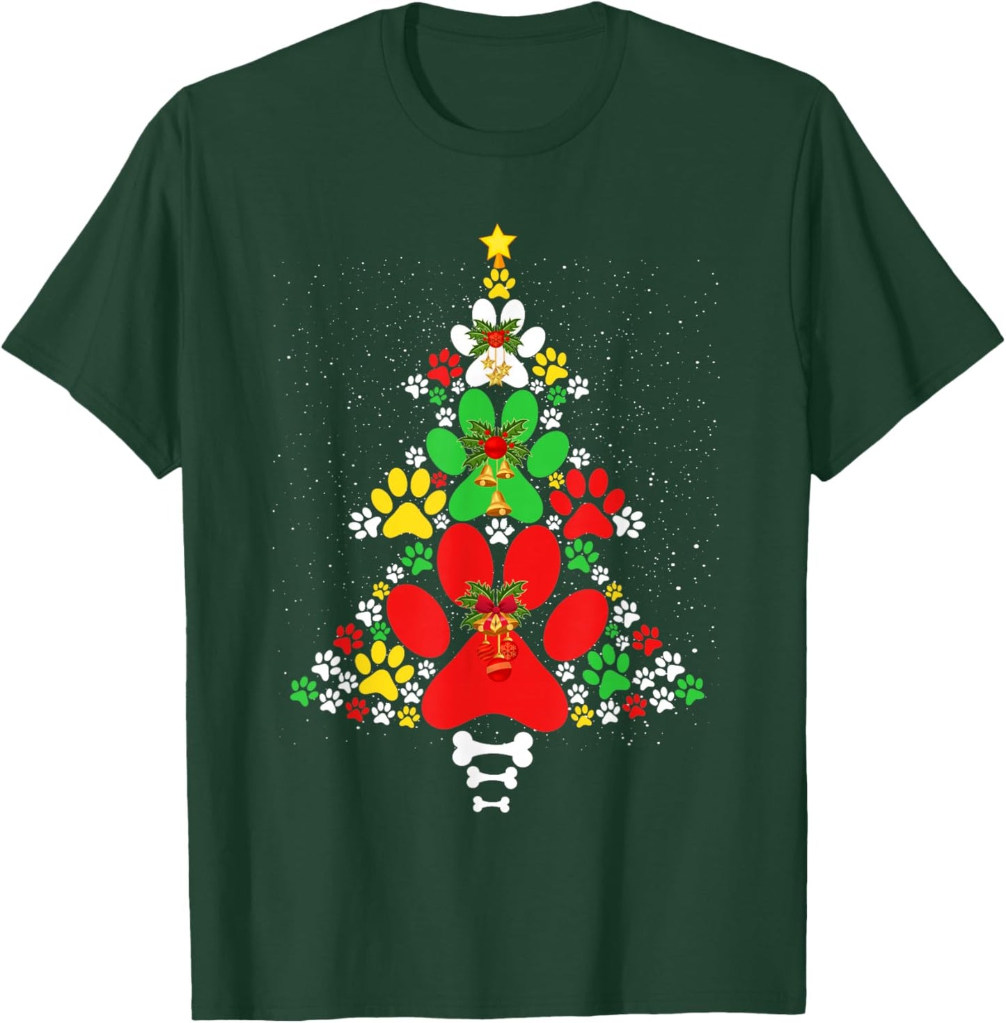 Cute Dog Paws Print Christmas Tree Shirt Dog Lover T-Shirt - T-Shirt | Forest