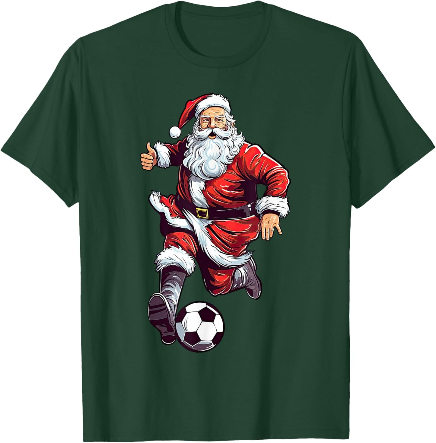 Santa Claus Playing Soccer Ball Soccer Player Christmas Xmas T-Shirt - T-Shirt | Forest