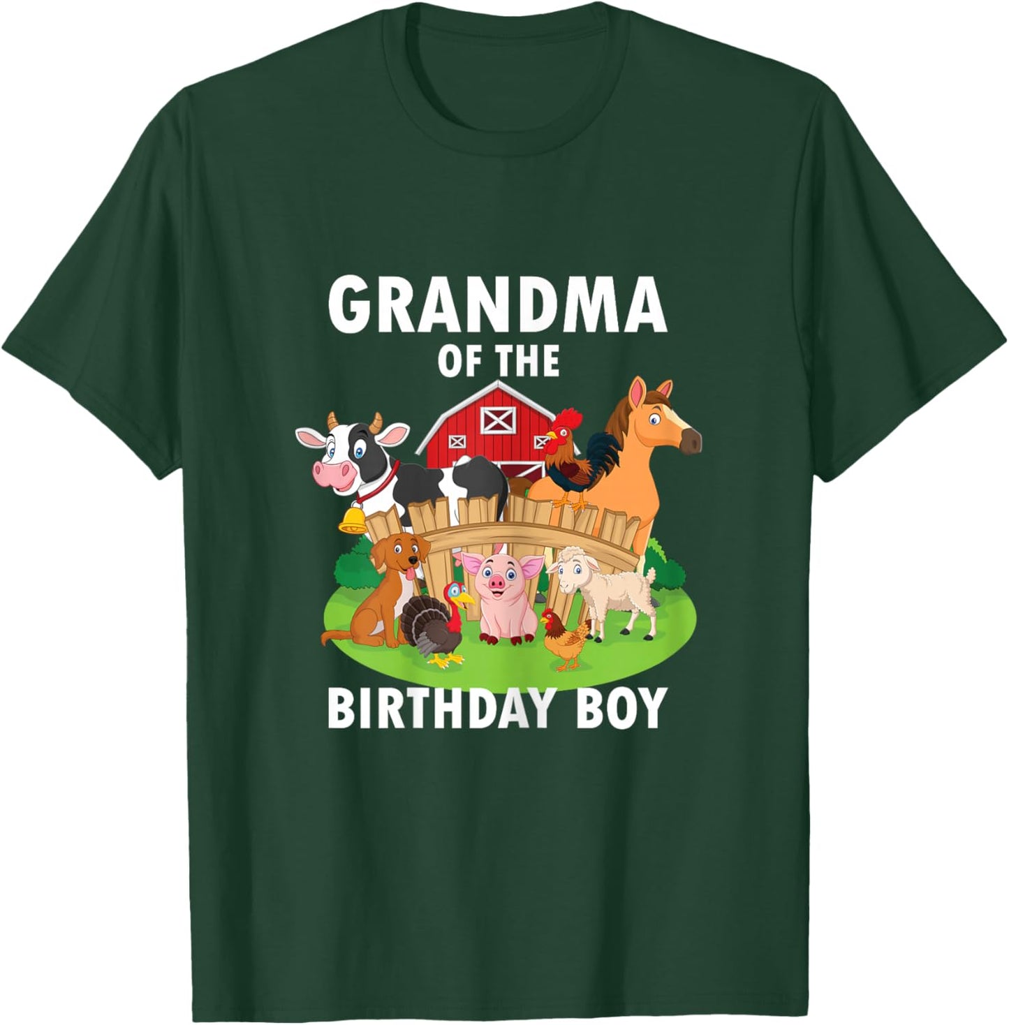 Grandma Of The Birthday Boy Farm Animals Matching Farm Theme T-Shirt - T-Shirt | Forest
