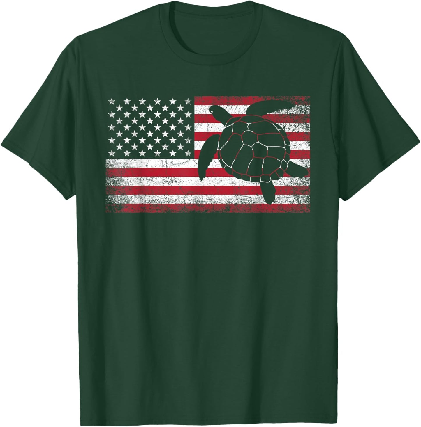 Sea Turtle 4th of July Gift American Flag USA - America T-Shirt - T-Shirt | Forest