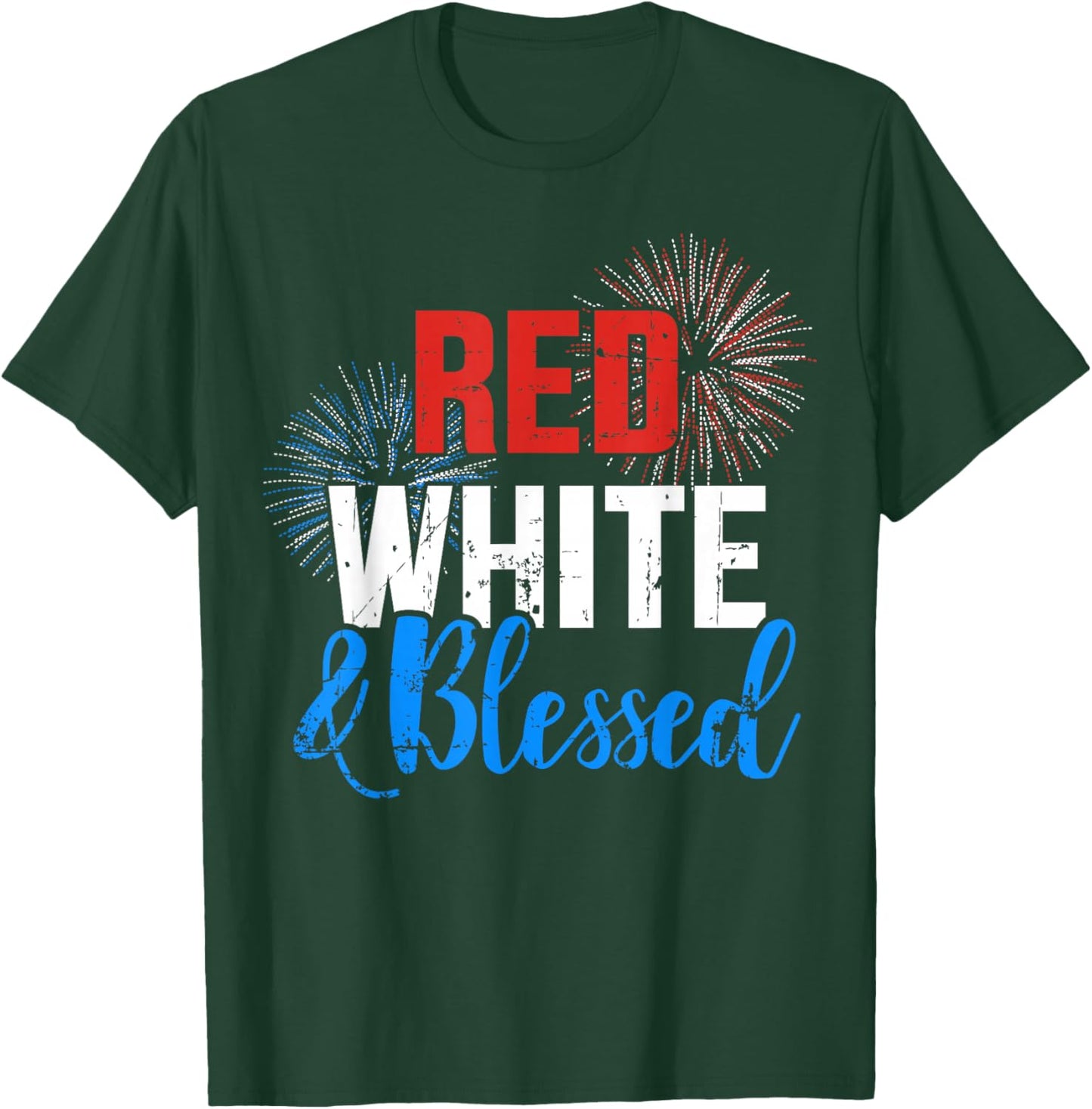 Red white blessed for Independence day on 4th of July Women Men T-Shirt - T-Shirt | Forest