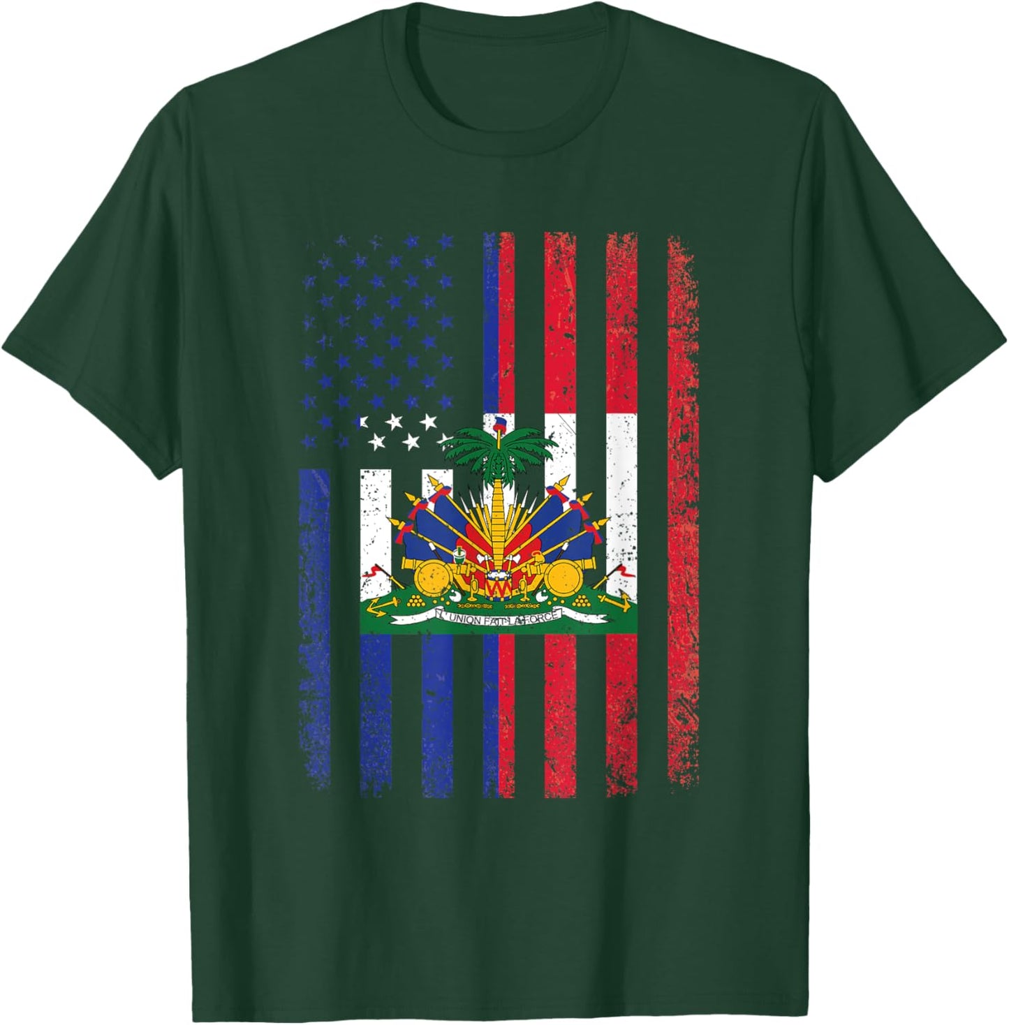 Haiti USA Flag Shirt 4th of July American Haitian Flag T-Shirt - T-Shirt | Forest