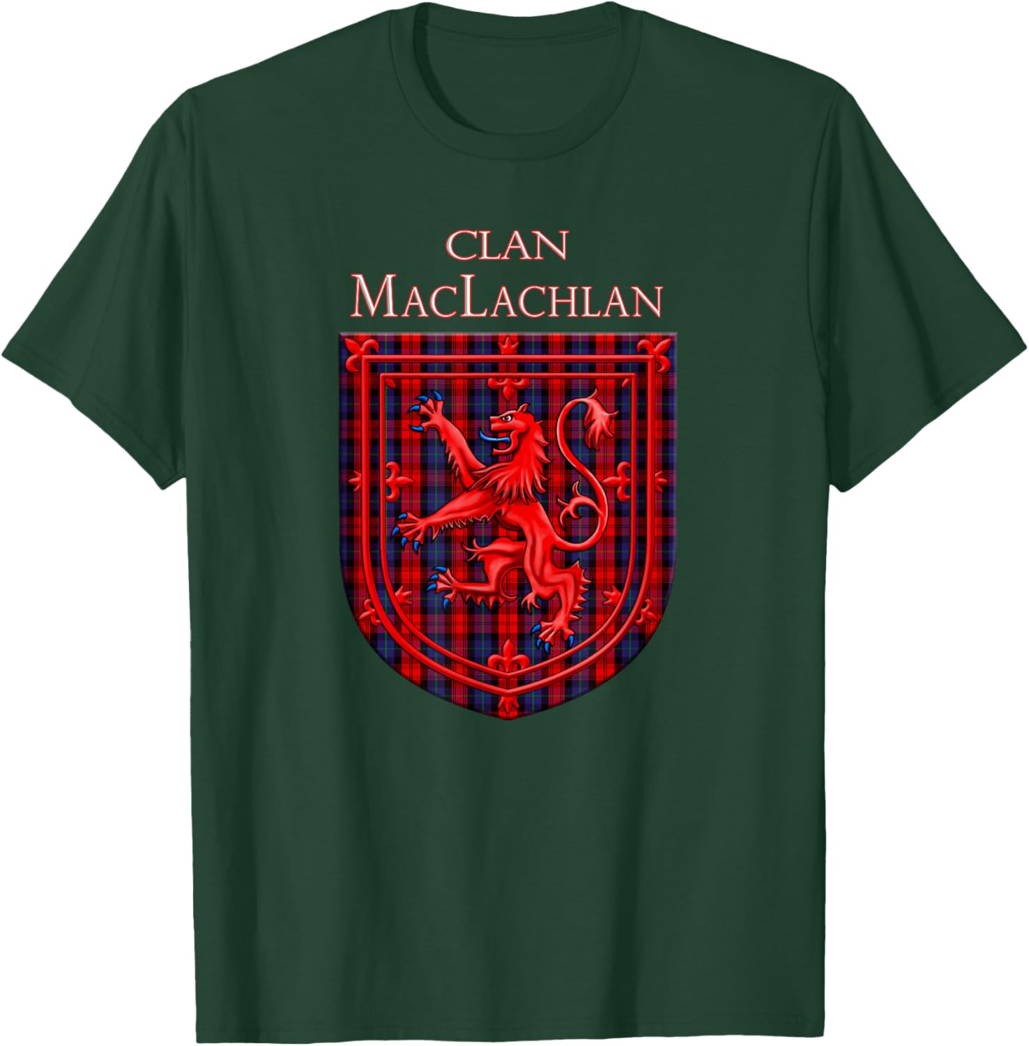 Maclachlan Tartan Scottish Plaid Lion Rampant T-Shirt - T-Shirt | Forest