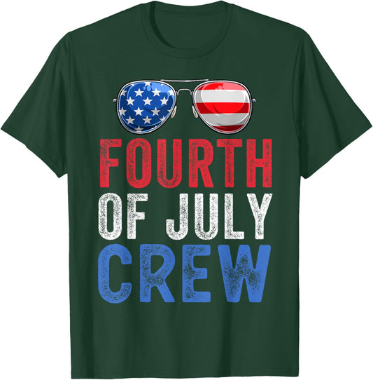 4th of July Crew Matching Family Funny Fourth of July Group Women Kids Men T-Shirt - T-Shirt | Forest