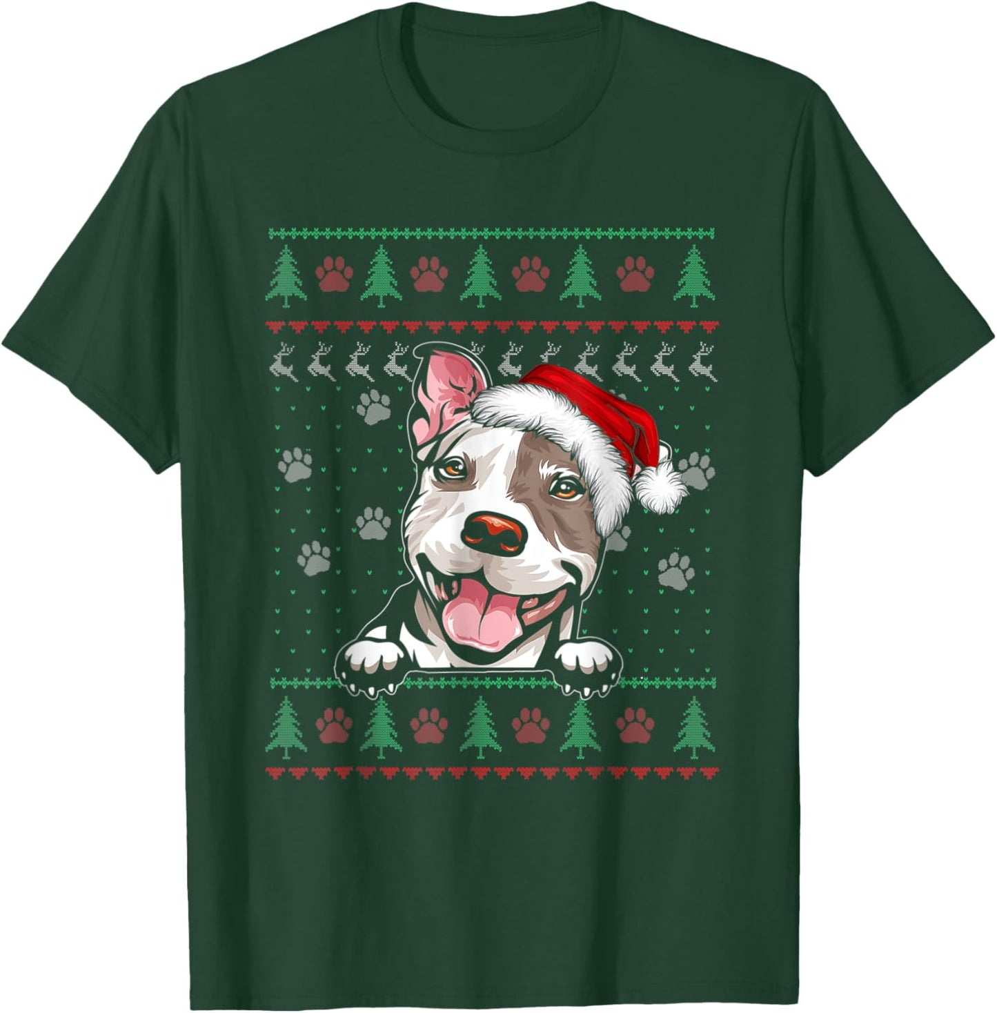 Pitbull Christmas Ugly Sweater Funny Pit Bull Lover Xmas T-Shirt - T-Shirt | Forest