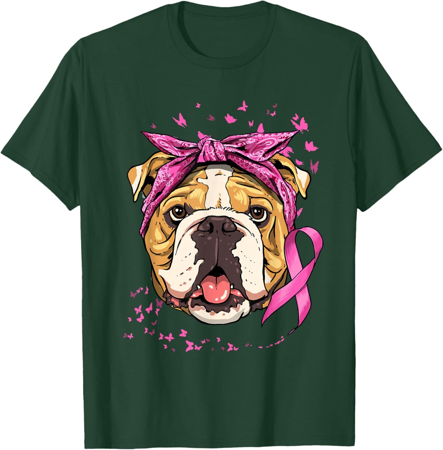 American bulldog Breast Cancer Awareness Cancer Survivors T-Shirt - T-Shirt | Forest